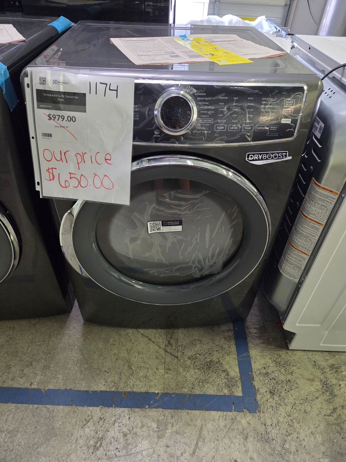 1174 ELFG7537AT  Electrolux 8.0 Cu. Ft. Titanium Gas Dryer