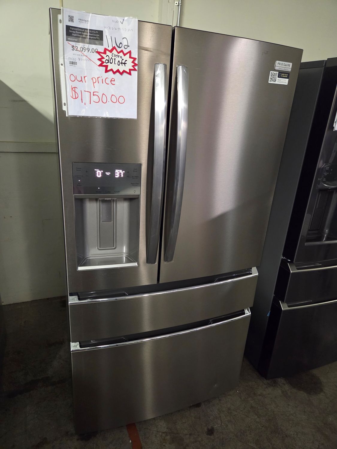 1162 GRMC2273CF Frigidaire Gallery® 36 in. 21.5 Cu. Ft. Smudge-Proof® Stainless Steel Counter Depth French Door Refrigerator