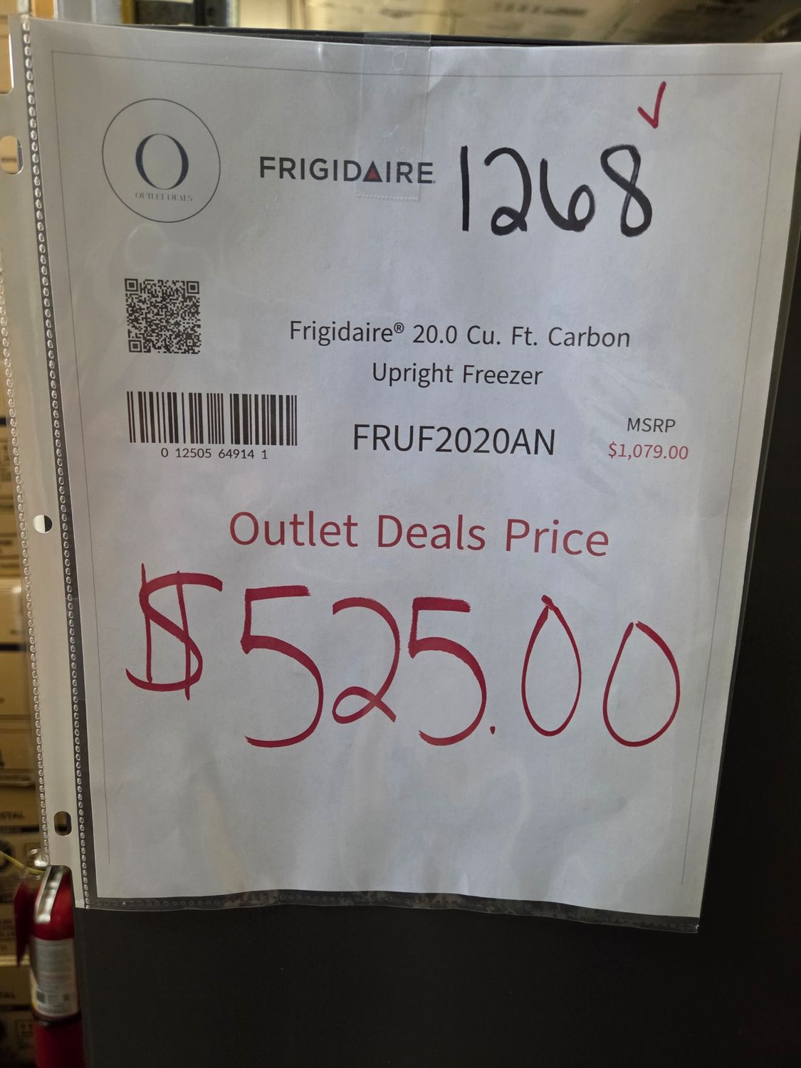 1268 FRUF2020AN Frigidaire 20 Cu. Ft. Upright Freezer