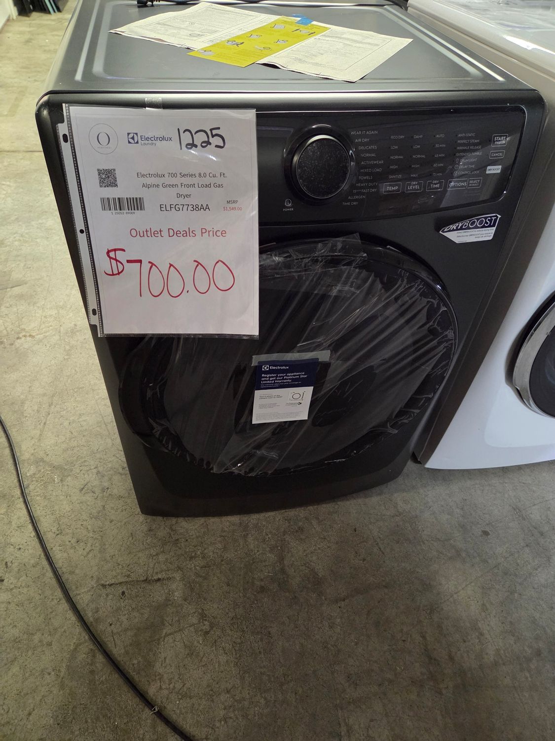 1225 ELFG7738AA Electrolux 700 Series Gas Dryer - 8.0 Cu. Ft.