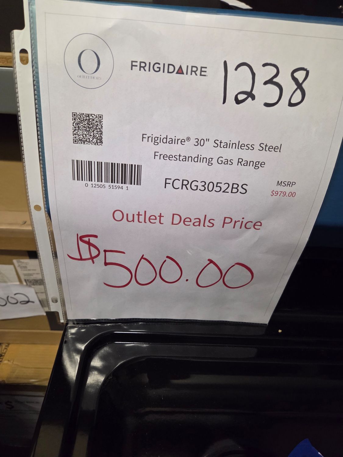 1238 FCRG3052BS Frigidaire 30&quot; Gas Range