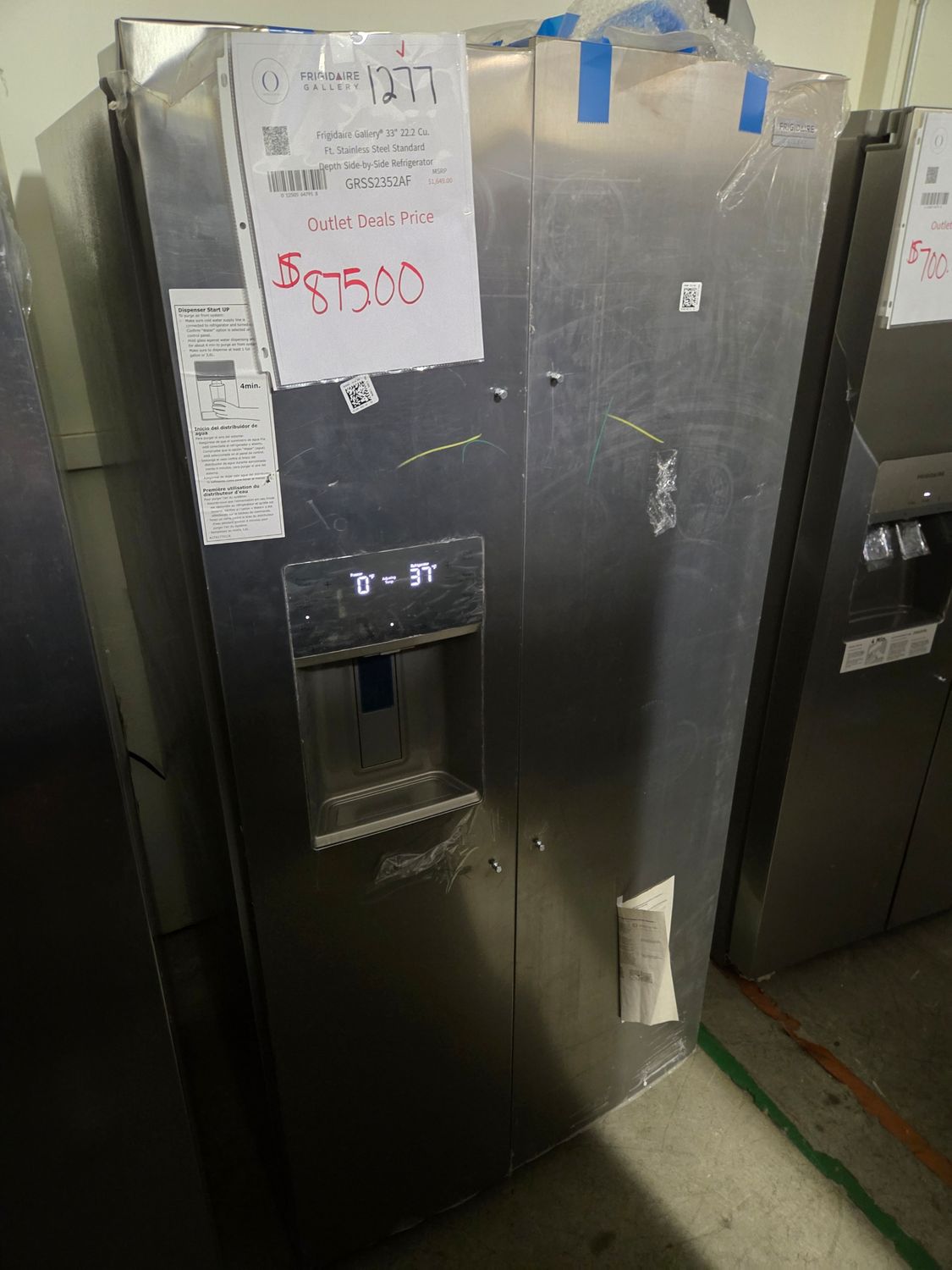 1277 GRSS2352AF  Frigidaire Gallery 22 Cu. Ft. 33&quot; Standard-Depth Side-by-Side Refrigerator