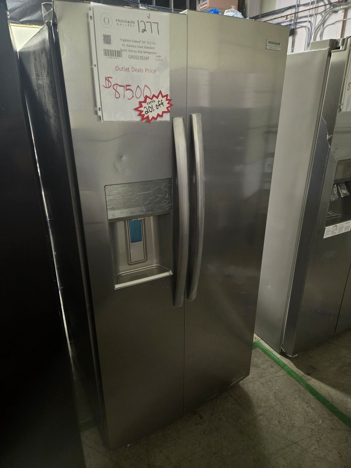 1277 GRSS2352AF  Frigidaire Gallery 22 Cu. Ft. 33&quot; Standard-Depth Side-by-Side Refrigerator