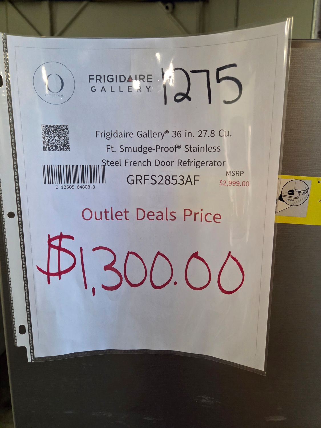 1275 GRFS2853AF Frigidaire Gallery 28 Cu. Ft. Standard-Depth French Door Refrigerator
