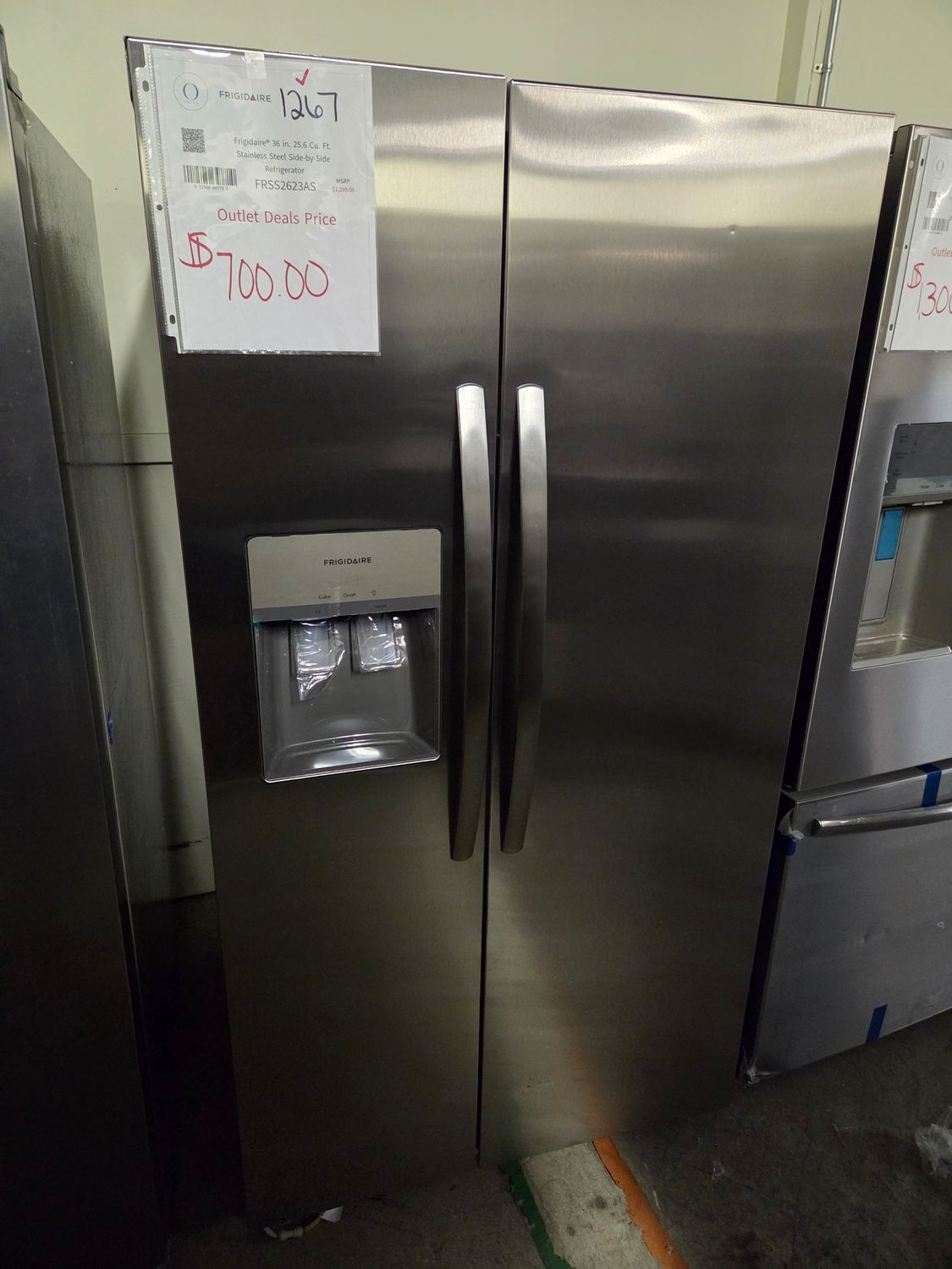 1267 FRSS2623AS Frigidaire 26 Cu. Ft. 36&quot; Standard-Depth Side-by-Side Refrigerator