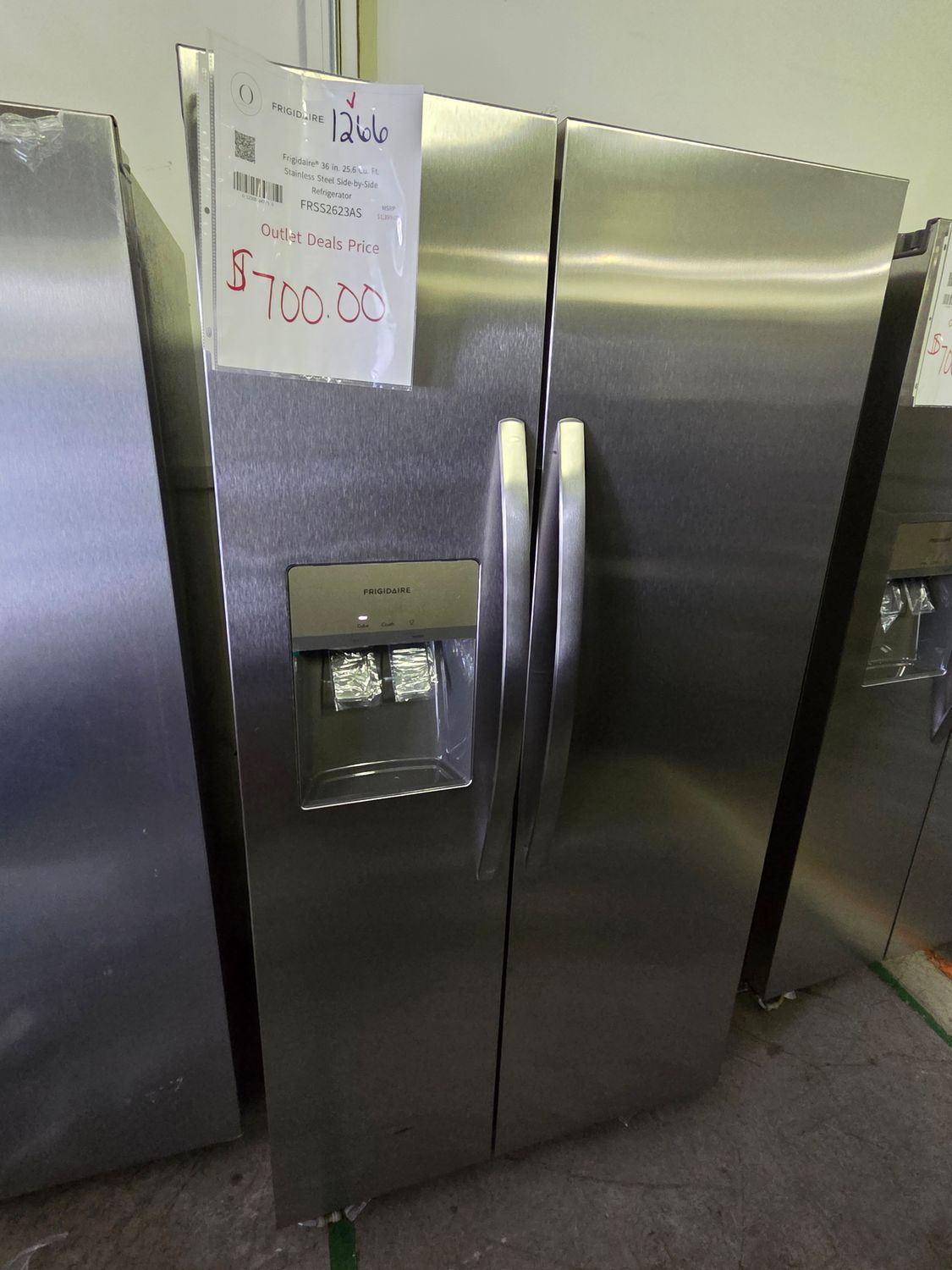 1266 FRSS2623AS Frigidaire 26 Cu. Ft. 36&quot; Standard-Depth Side-by-Side Refrigerator