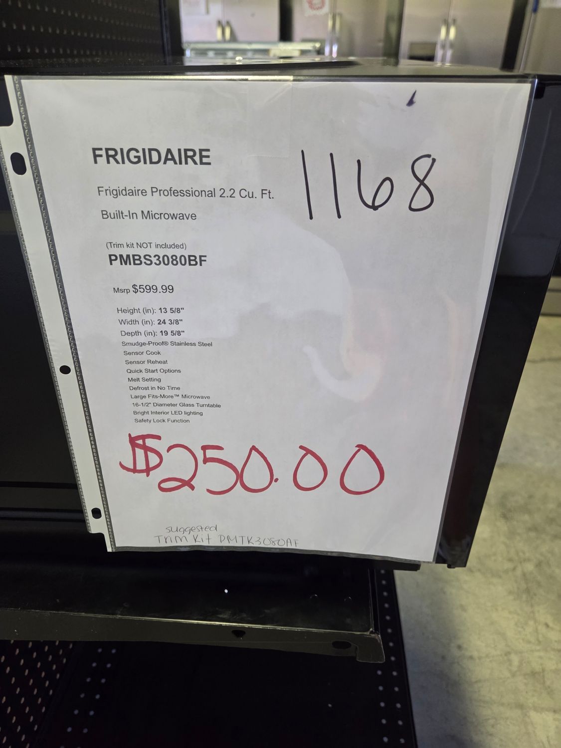 1168 PMBS3080BF Frigidaire Professional 2.2 Cu. Ft. Built-In Microwave