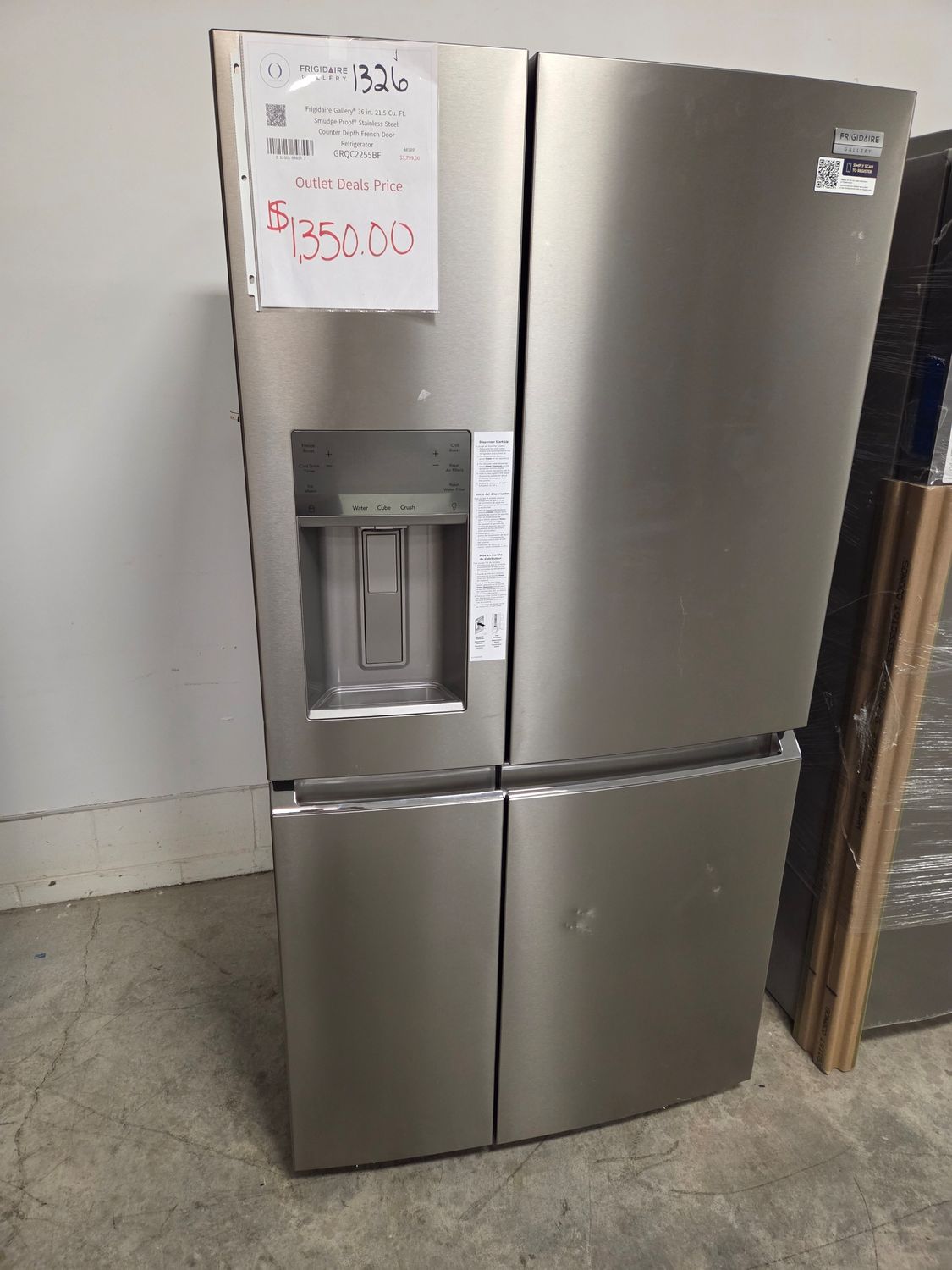 1326 GRQC2255BF Frigidaire Gallery® 36 in. 21.5 Cu. Ft. Smudge-Proof® Stainless Steel Counter Depth French Door Refrigerator