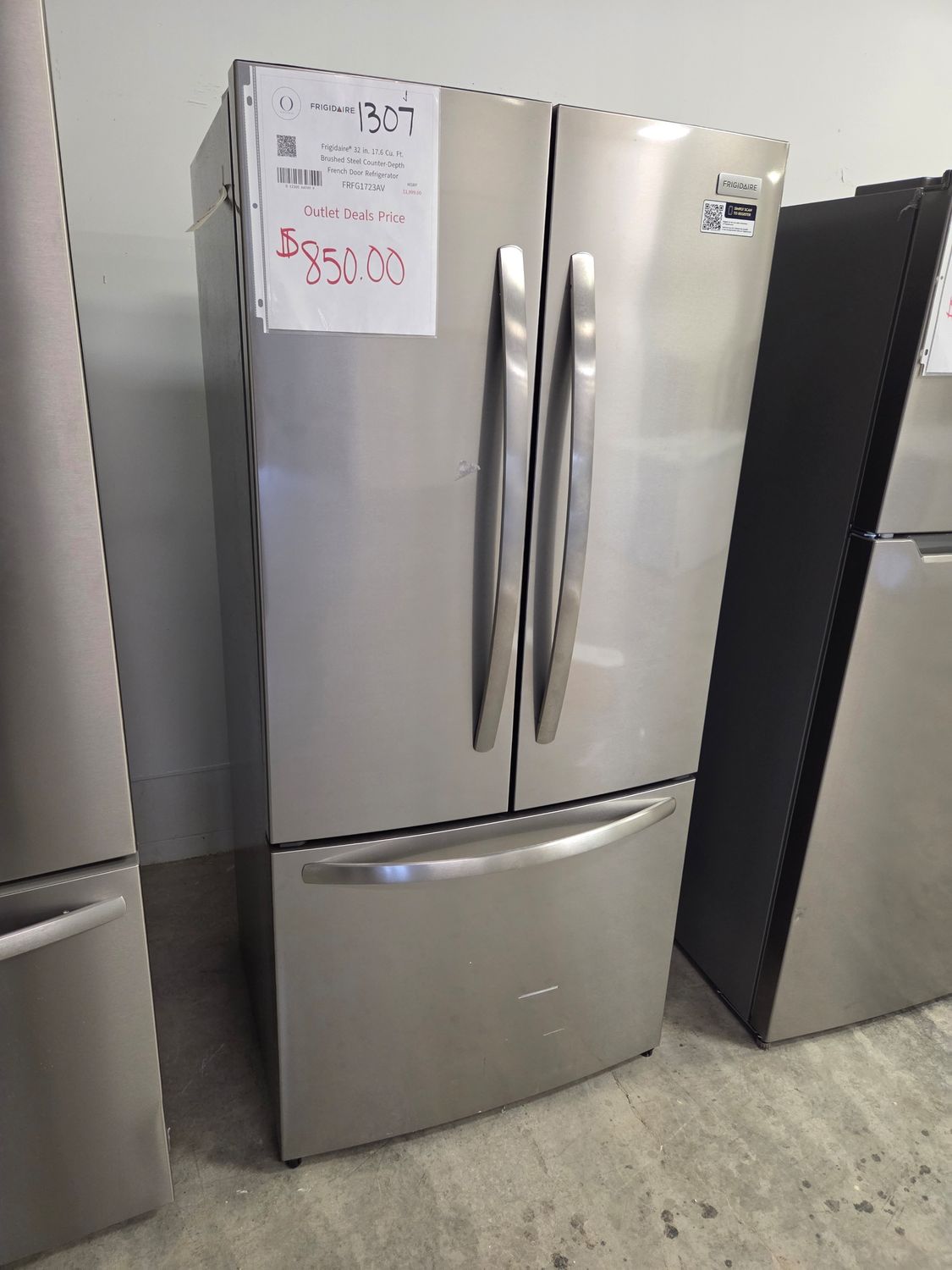 1307 FRFG1723AV Frigidaire® 32 in. 17.6 Cu. Ft. Brushed Steel Counter-Depth French Door Refrigerator