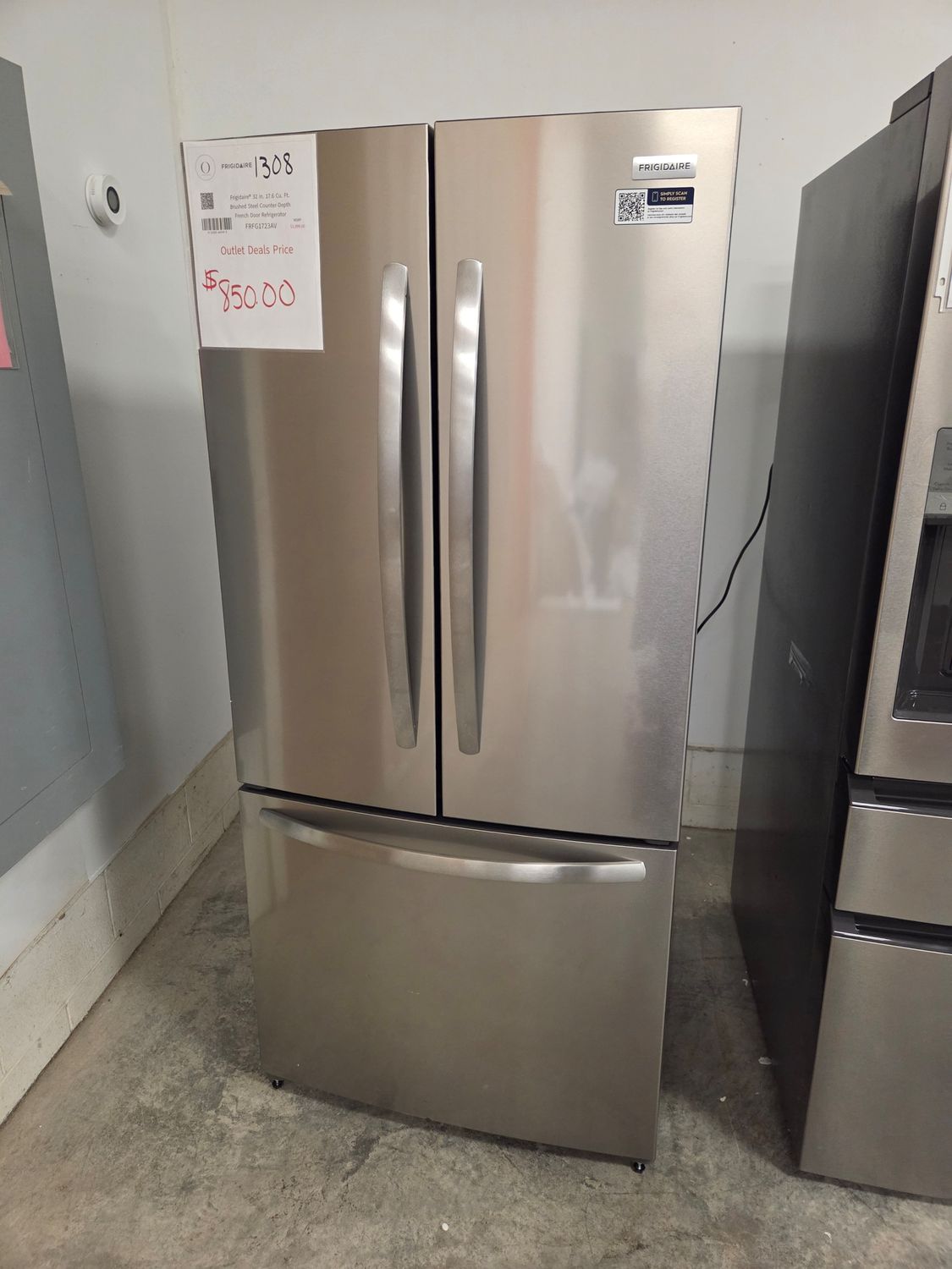 1308 FRFG1723AV Frigidaire® 32 in. 17.6 Cu. Ft. Brushed Steel Counter-Depth French Door Refrigerator