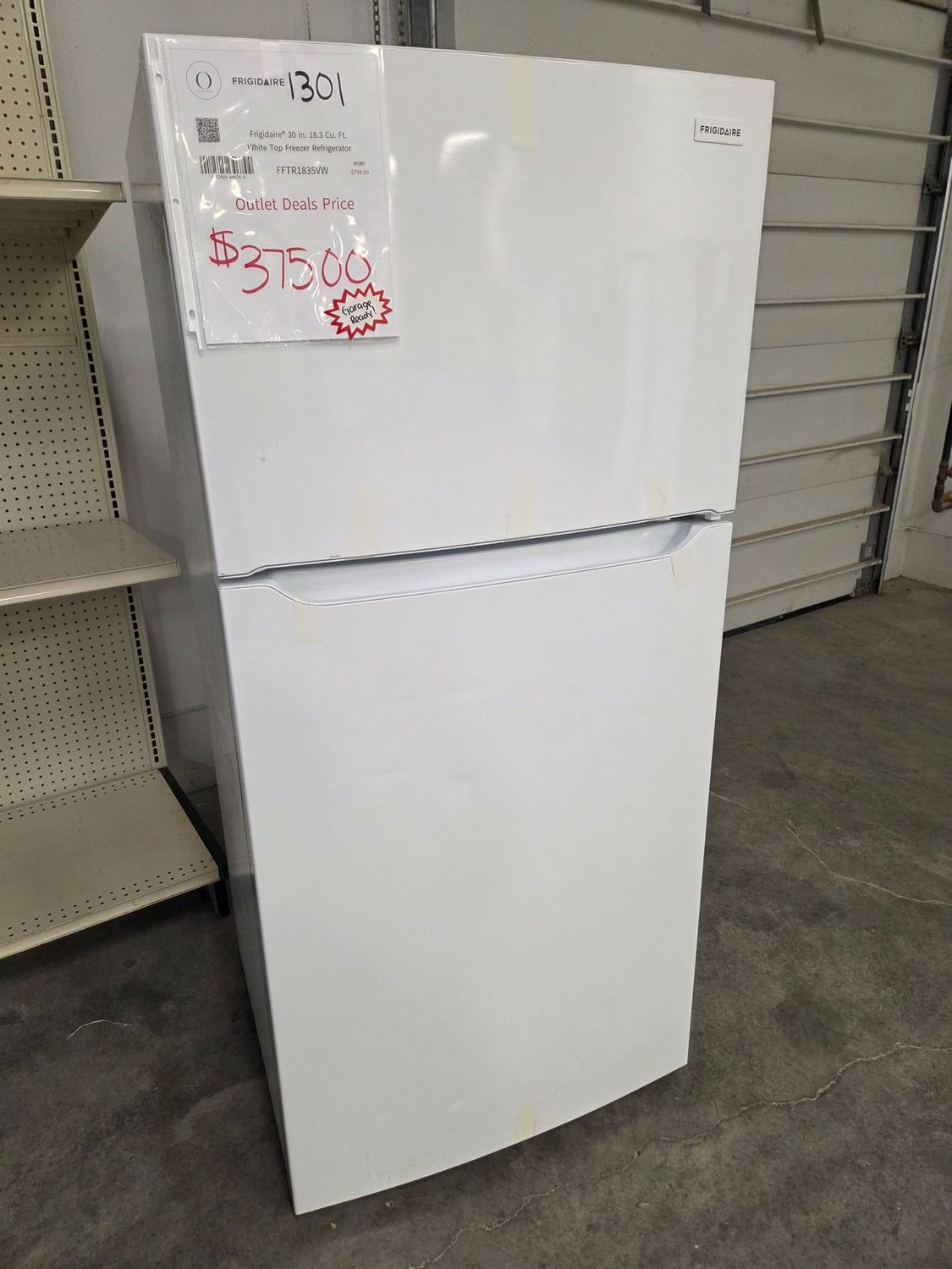 1301 FFTR1835VW Frigidaire® 30 in. 18.3 Cu. Ft. White Top Freezer Refrigerator