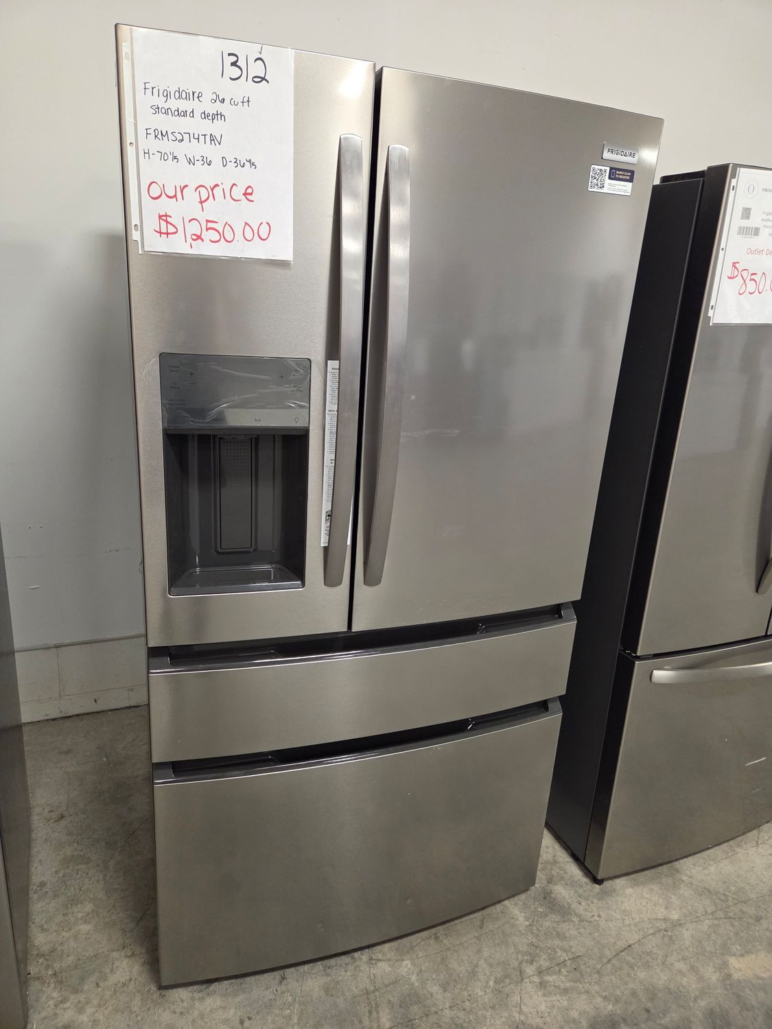 1312 FRMS274TAV Frigidaire 26 Cu. Ft. Standard-Depth 4-Door French Door Refrigerator