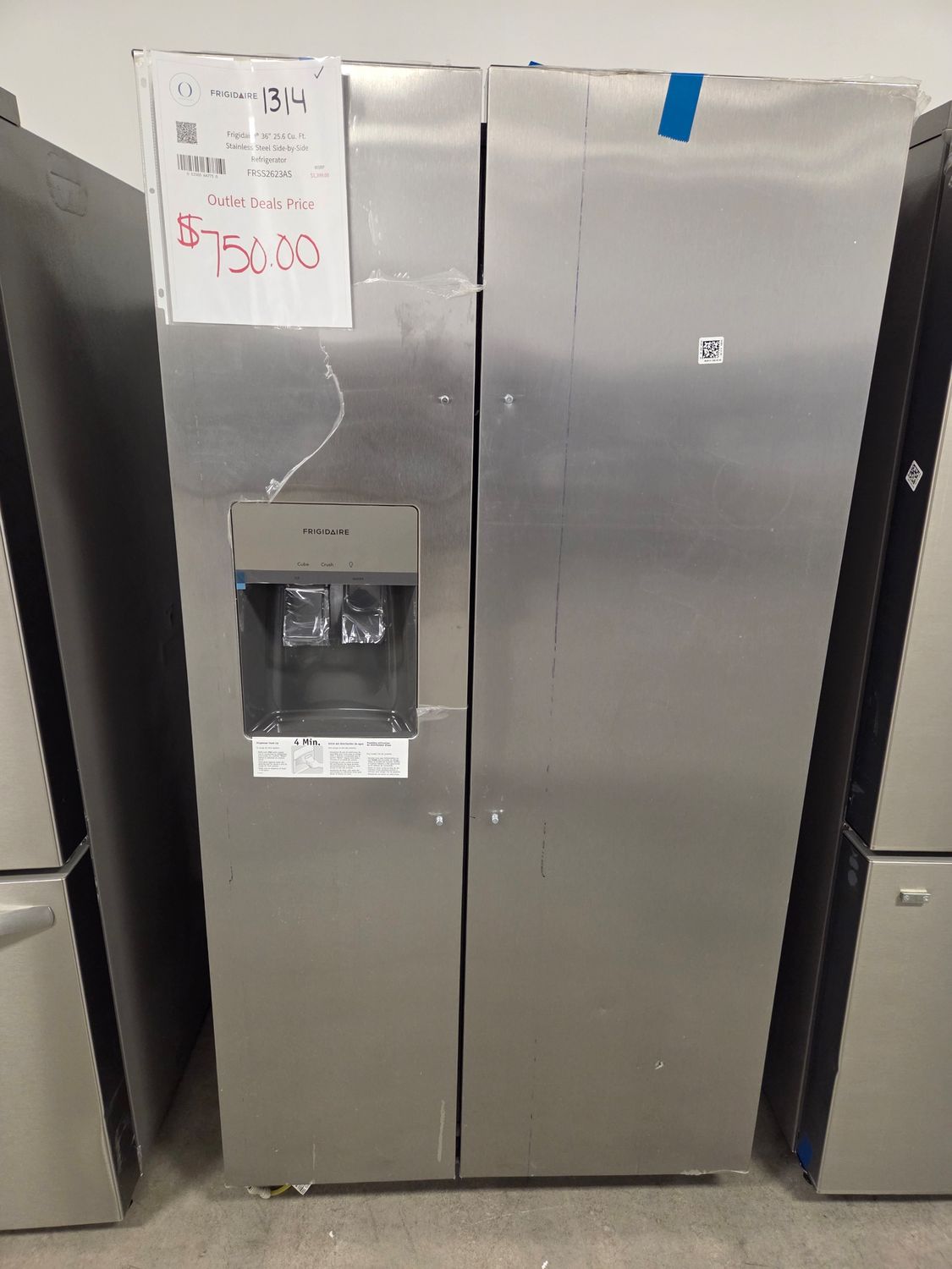 1314 FRSS2623AS Frigidaire® 36&quot; 25.6 Cu. Ft. Stainless Steel Side-by-Side Refrigerator