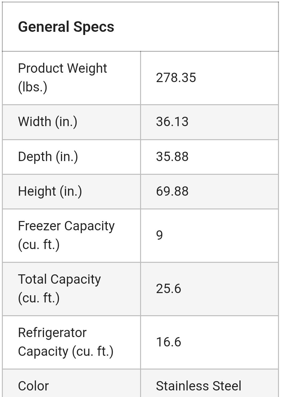 1379 GRSS2652AF Frigidaire Gallery® 36 in. 25.6 Cu. Ft. Smudge-Proof® Stainless Steel Side-by-Side Refrigerator