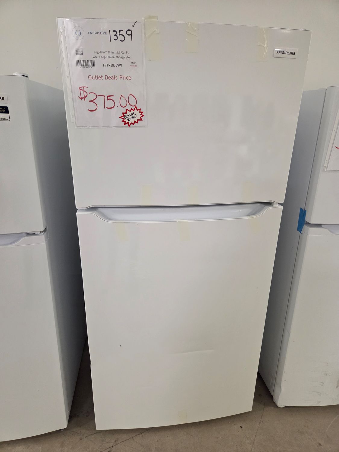 1359 FFTR1835VW Frigidaire® 30 in. 18.3 Cu. Ft. White Top Freezer Refrigerator