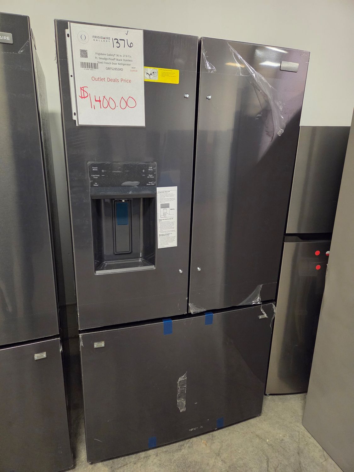 1376 GRFS2853AD Frigidaire Gallery® 36 in. 27.8 Cu. Ft. Smudge-Proof® Black Stainless Steel French Door Refrigerator