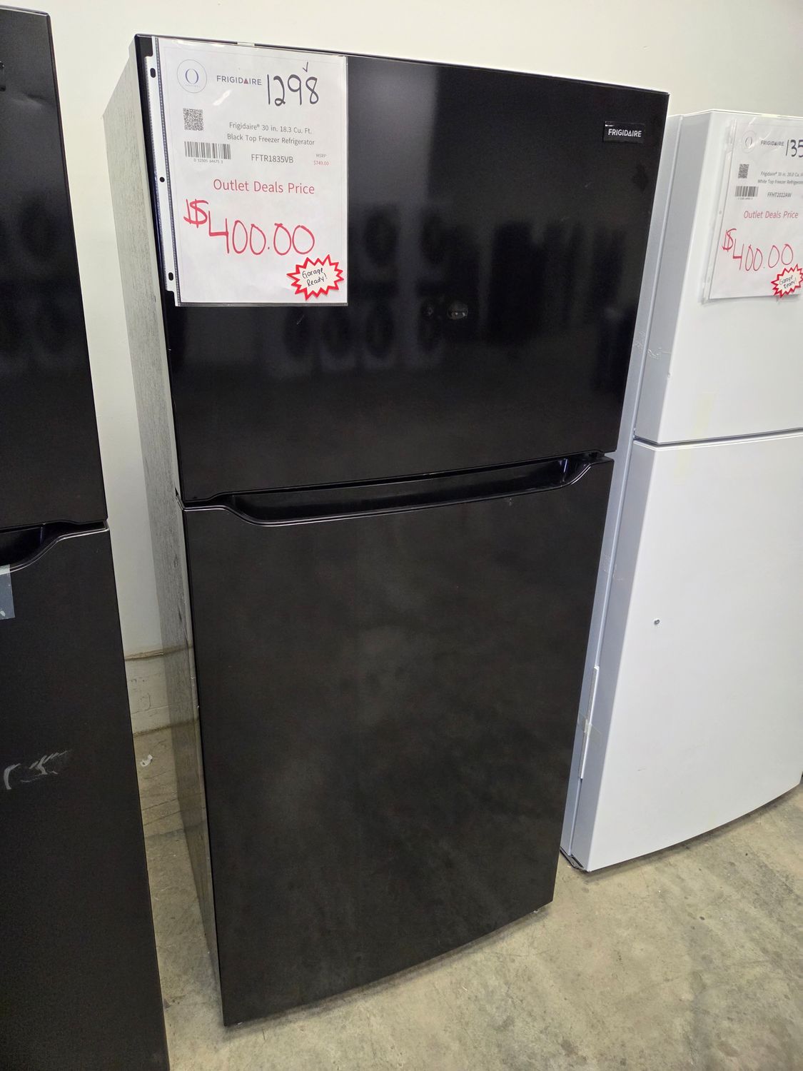 1298 FFTR1835VB Frigidaire® 30 in. 18.3 Cu. Ft. Black Top Freezer Refrigerator