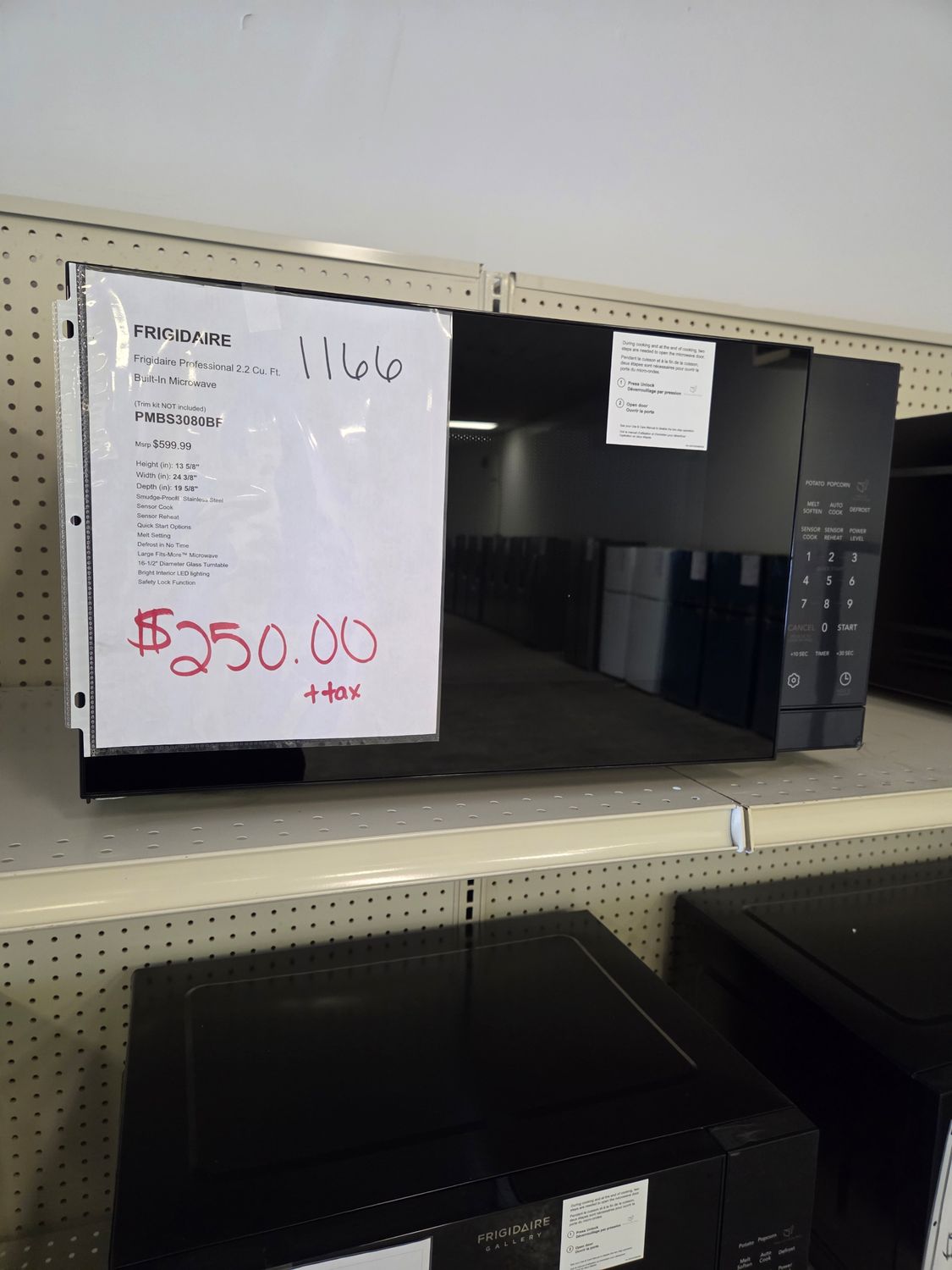 1166  PMBS3080BF Frigidaire Professional 2.2 Cu. Ft. Built-In Microwave