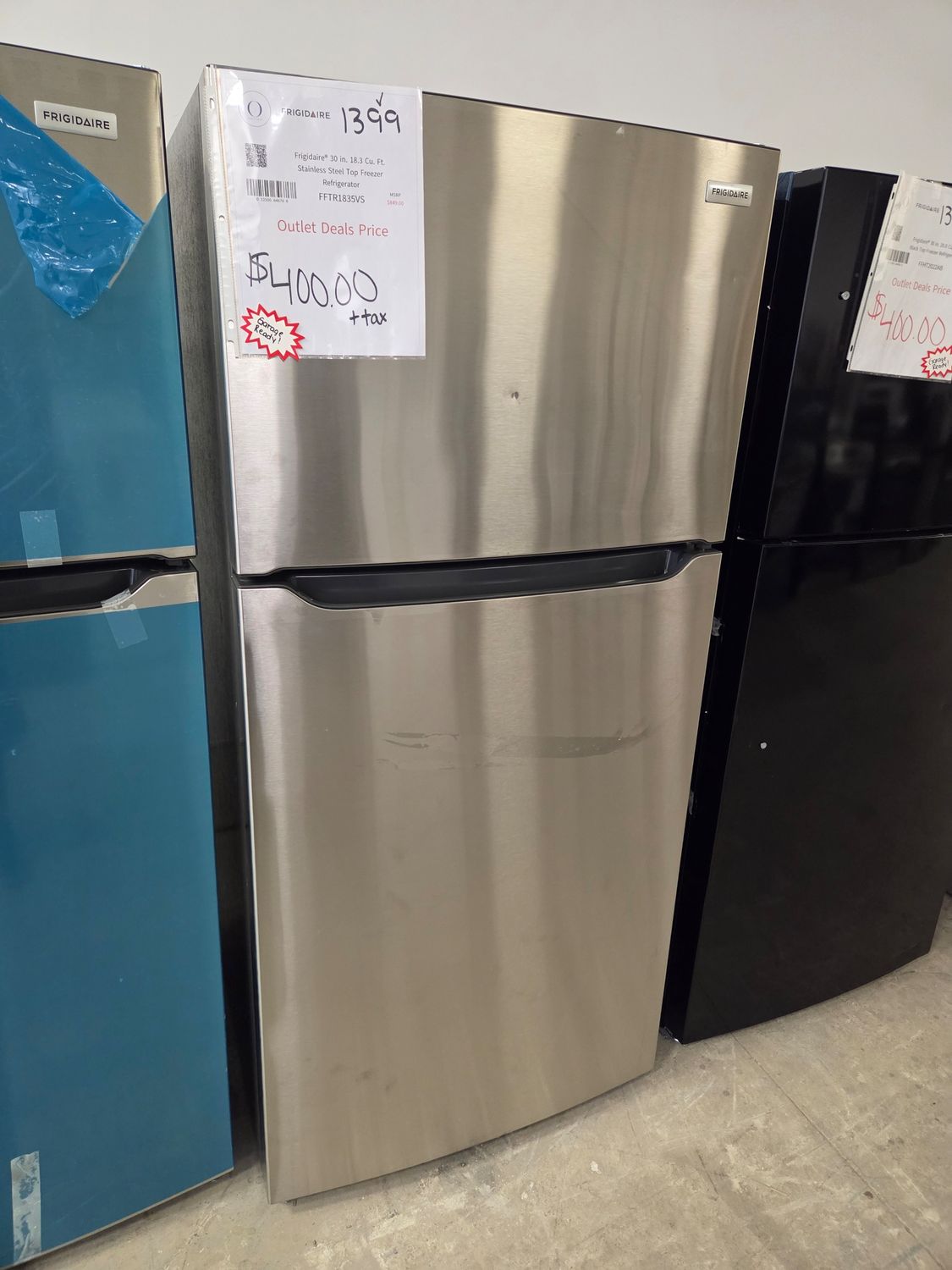1399-4938 FFTR1835VS Frigidaire® 30 in. 18.3 Cu. Ft. Stainless Steel Top Freezer Refrigerator