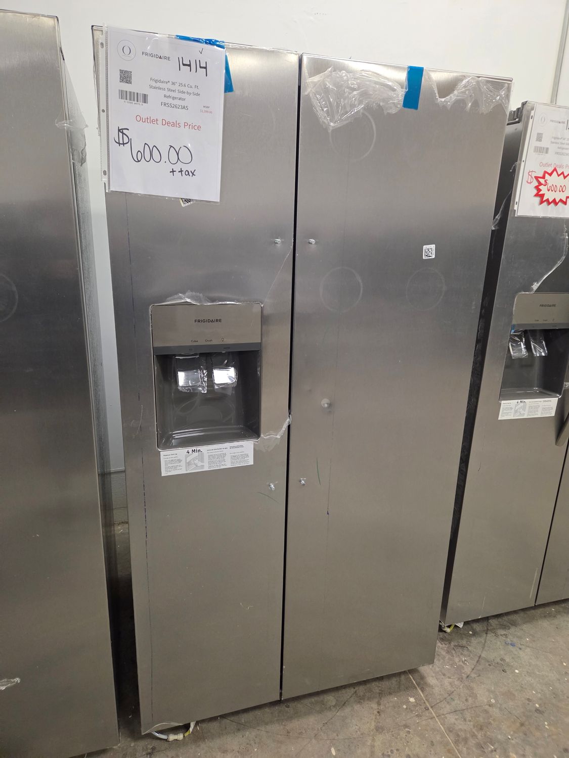 1414-2816 FRSS2623AS Frigidaire® 36" 25.6 Cu. Ft. Stainless Steel Side-by-Side Refrigerator