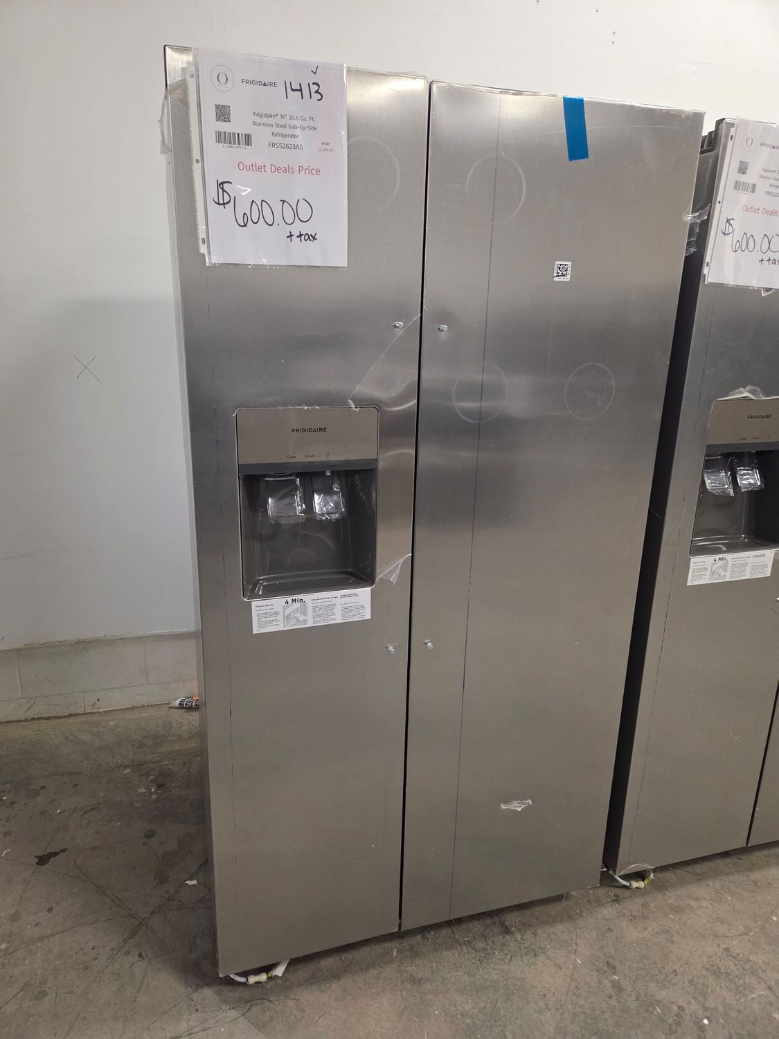 1413-3749 FRSS2623AS Frigidaire® 36" 25.6 Cu. Ft. Stainless Steel Side-by-Side Refrigerator