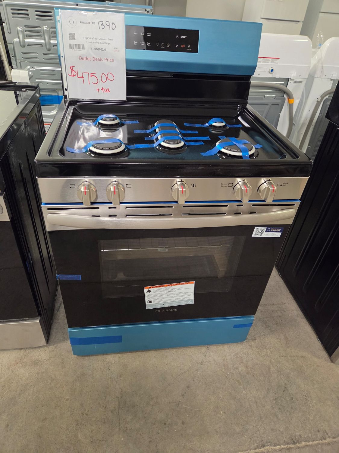 1390-9415 FCRG3062AS Frigidaire® 30" Stainless Steel Freestanding Gas Range