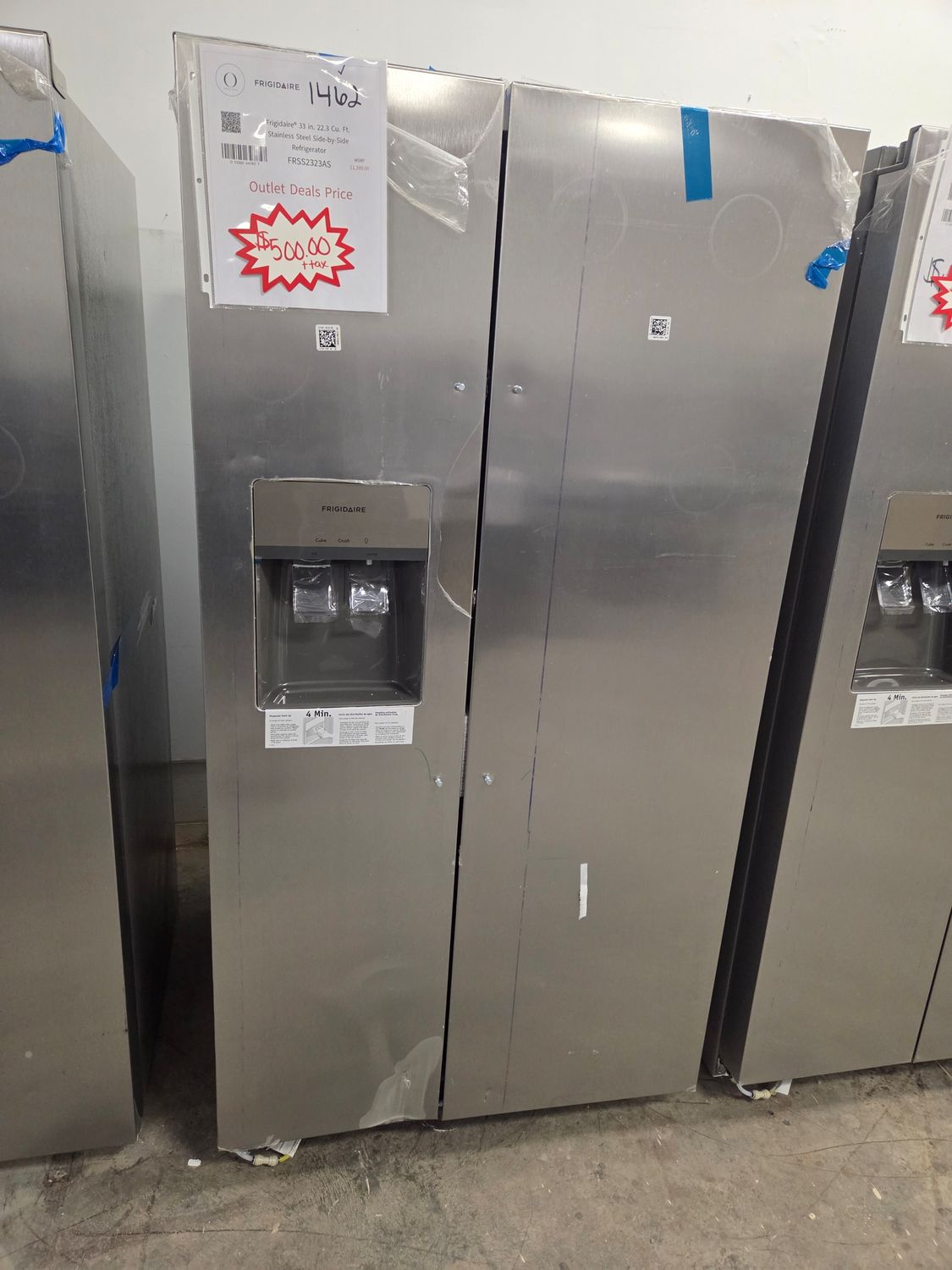 1462-9654 FRSS2623AS Frigidaire® 36 in. 22.3 Cu. Ft. Stainless Steel Side-by-Side Refrigerator