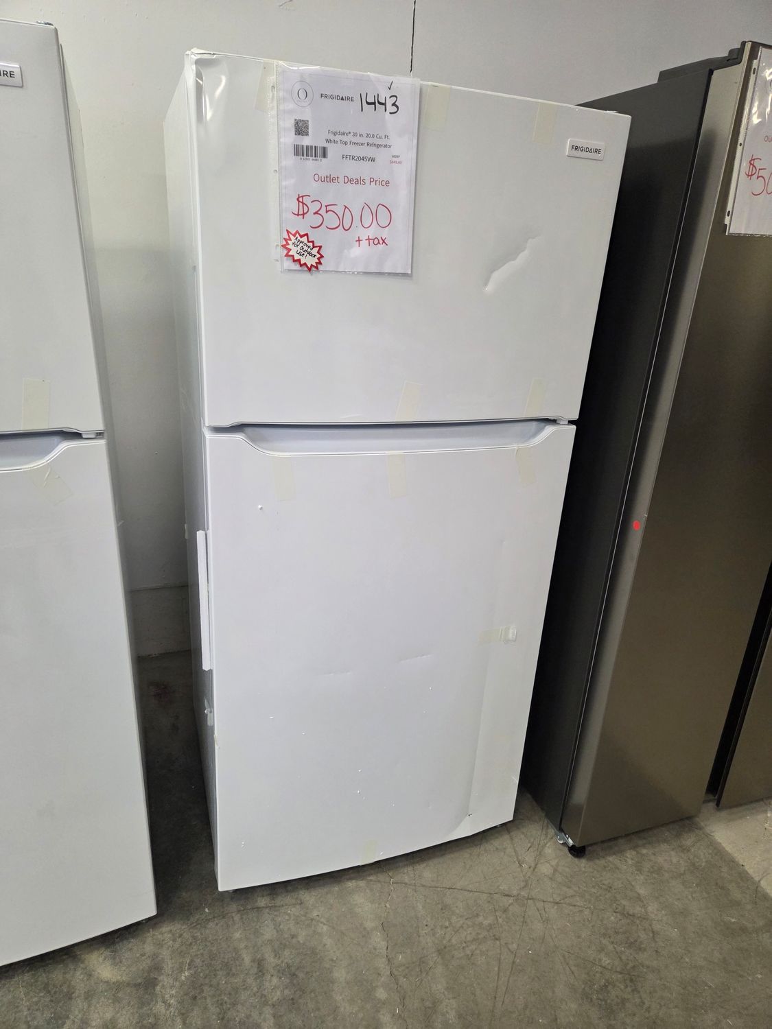 1443-0316 FFTR2045VW Frigidaire® 30 in. 20.0 Cu. Ft. White Top Freezer Refrigerator