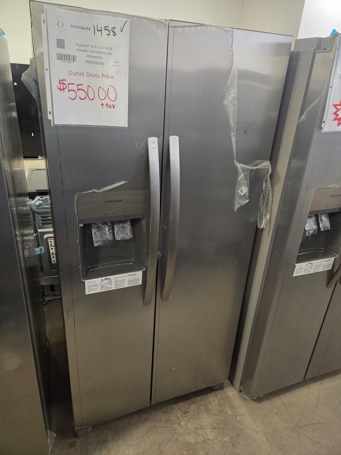 1458-1001 FRSS2323AS Frigidaire® 33 in. 22.3 Cu. Ft. Stainless Steel Side-by-Side Refrigerator