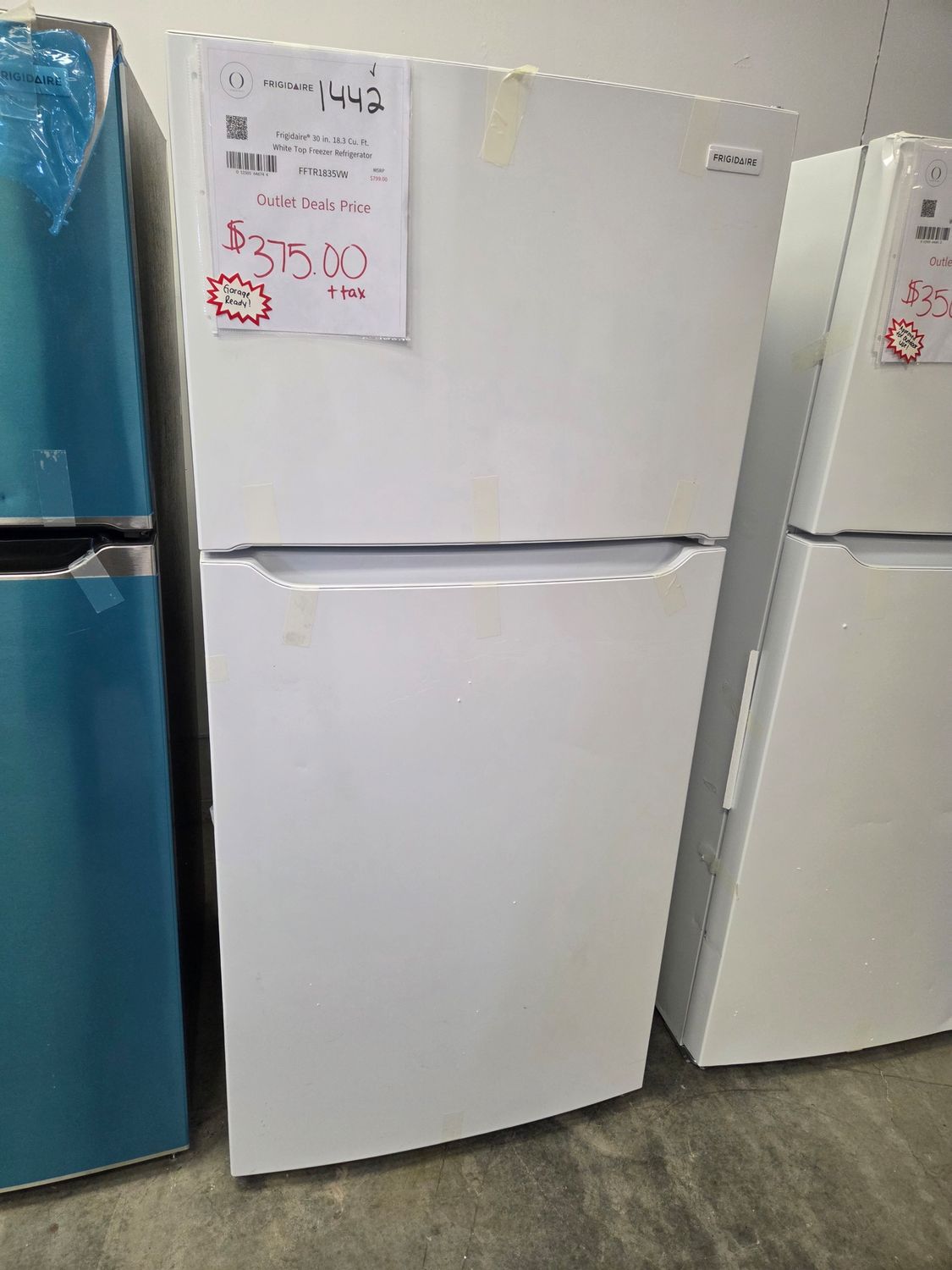 1442-5894 FFTR1835VW Frigidaire® 30 in. 18.3 Cu. Ft. White Top Freezer Refrigerator