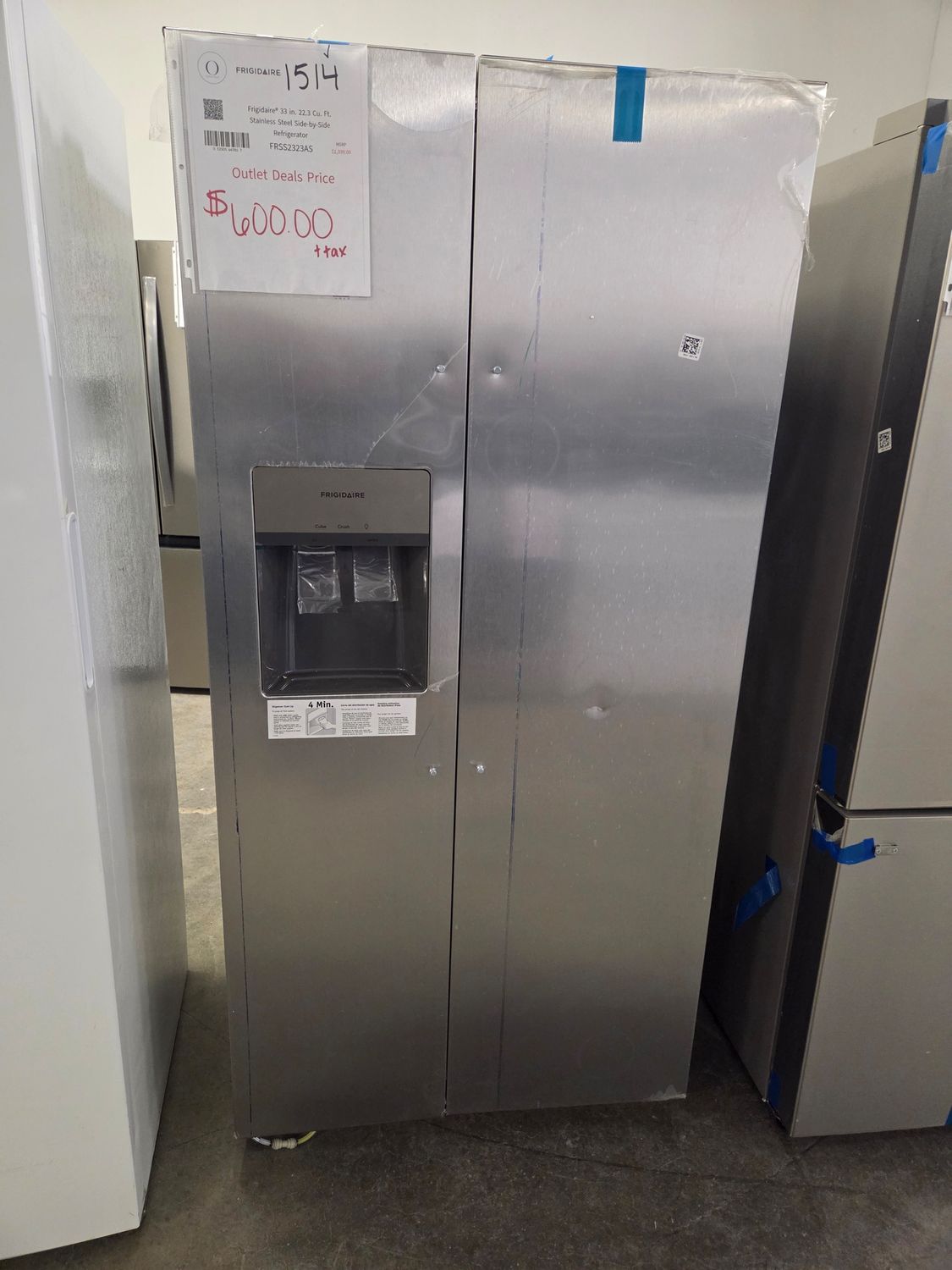 1514-4670 FRSS2323AS Frigidaire® 33 in. 22.3 Cu. Ft. Stainless Steel Side-by-Side Refrigerator