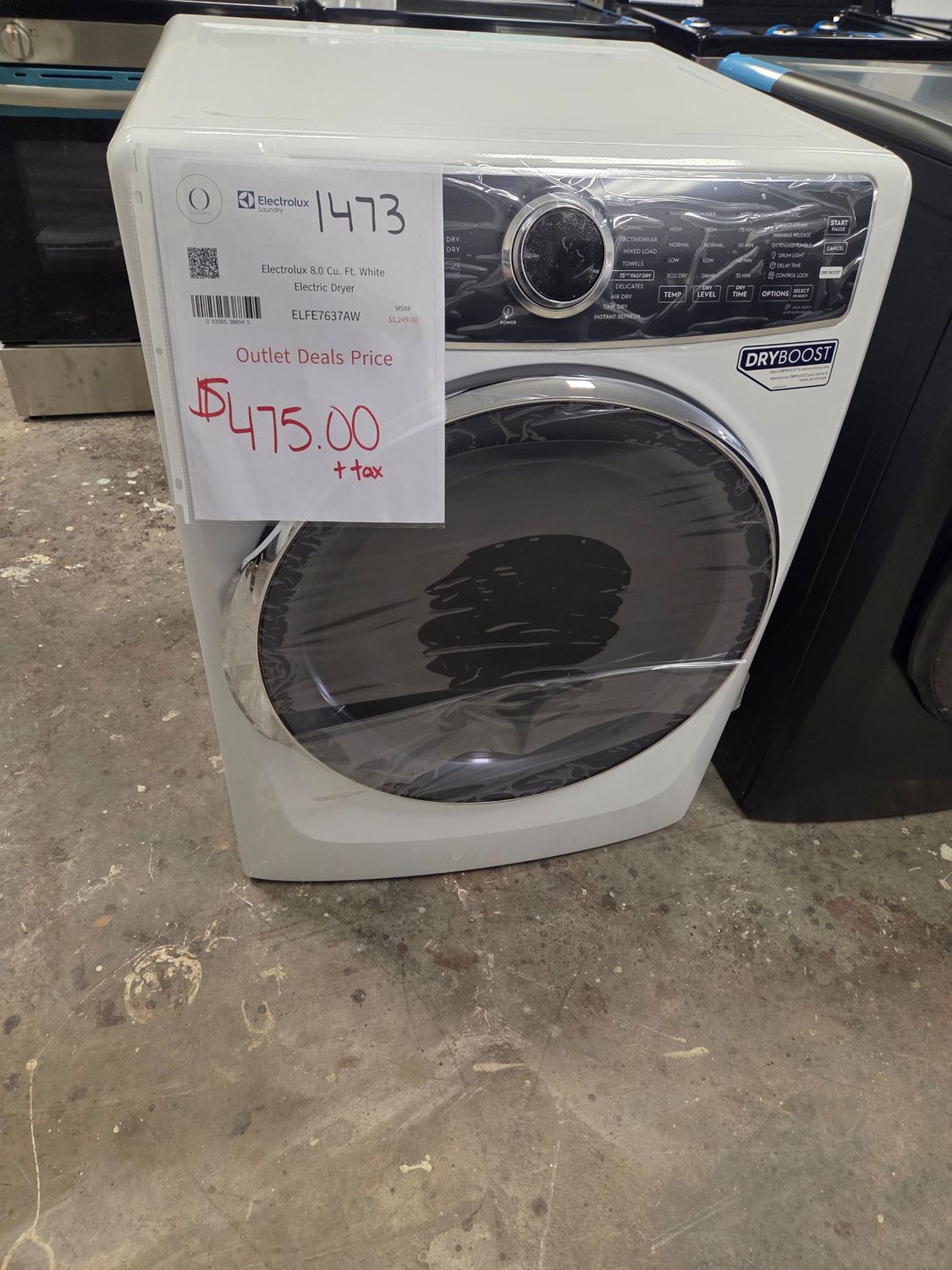 1473-5401 ELFE7637AW Electrolux 8.0 Cu. Ft. White Electric Dryer