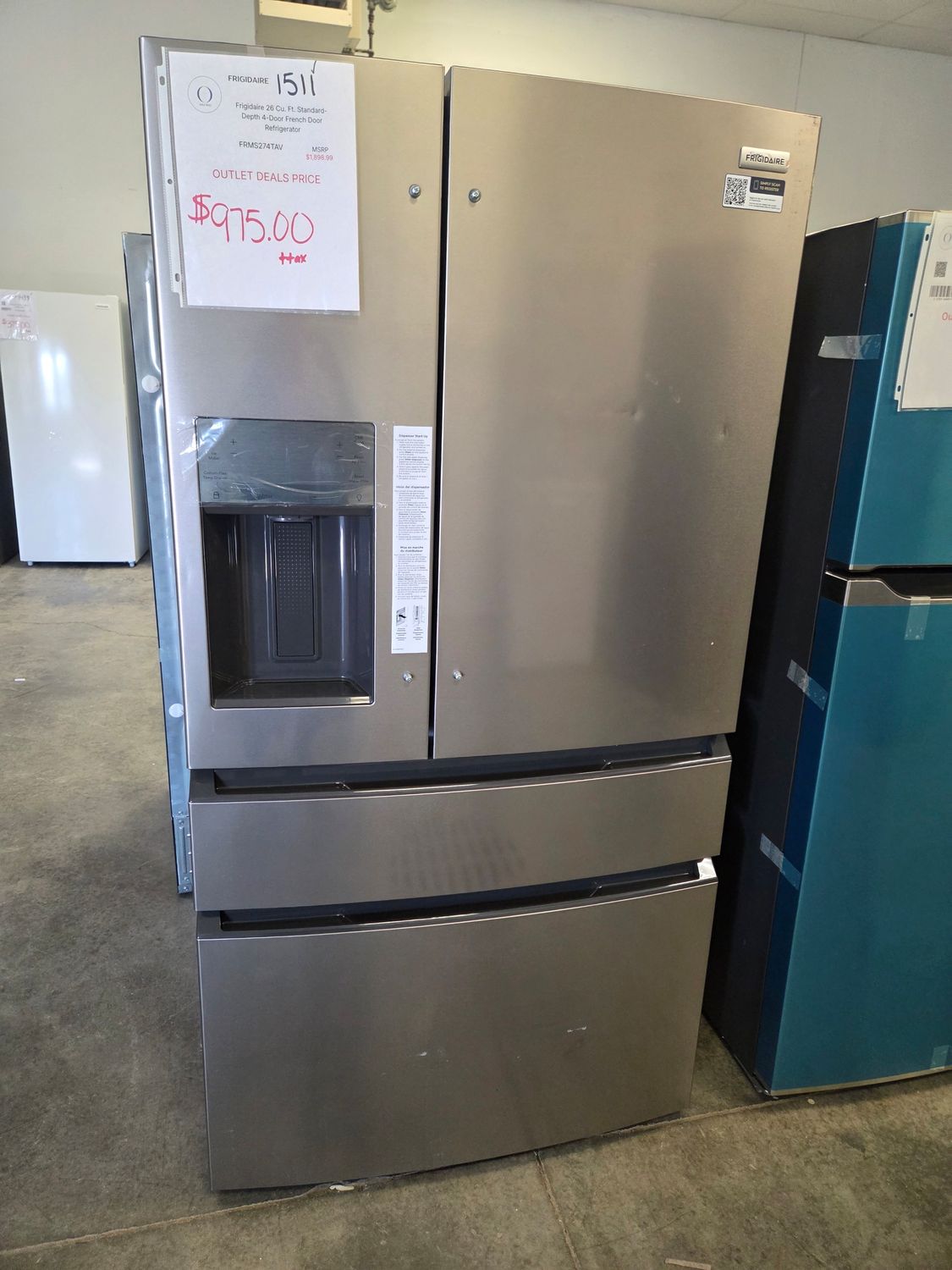 1511-7376 FRMS274TAV Frigidaire 26 Cu. Ft. Standard-Depth 4-Door French Door Refrigerator