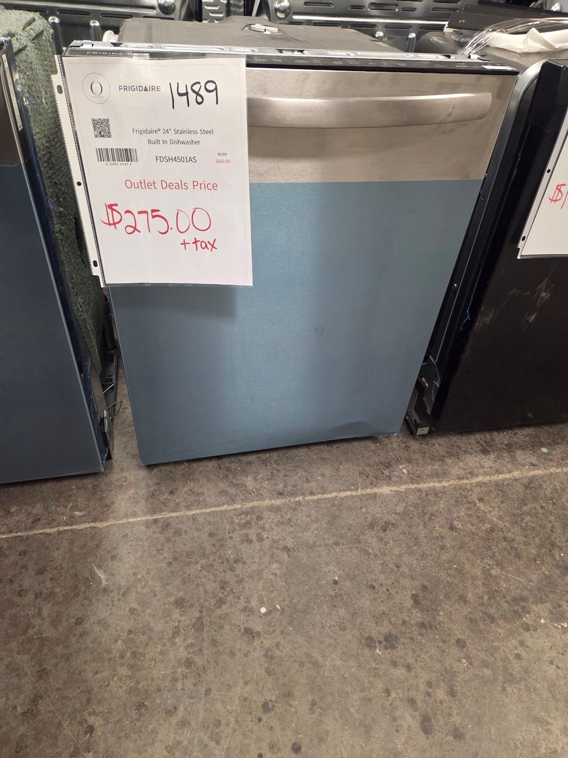 1489-0575 FDSH4501AS Frigidaire® 24" Stainless Steel Built In Dishwasher