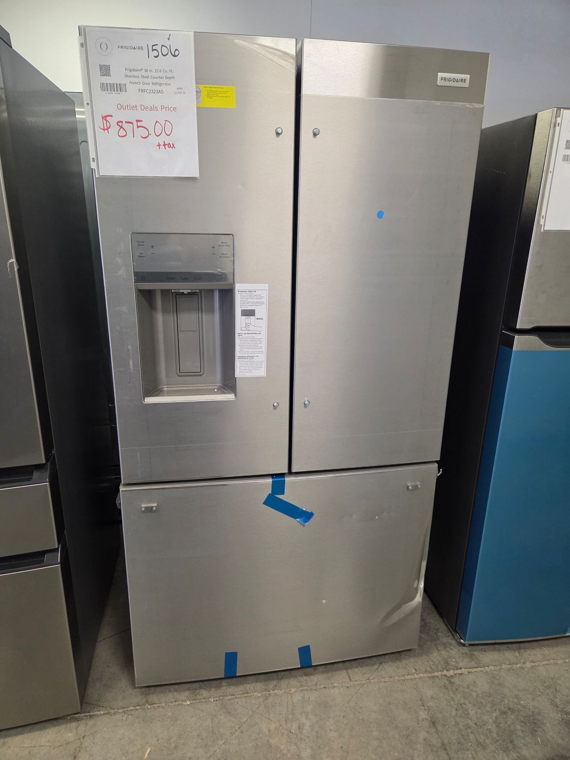 1506-6657 FRFC2323AS Frigidaire® 36 in. 22.6 Cu. Ft. Stainless Steel Counter Depth French Door Refrigerator