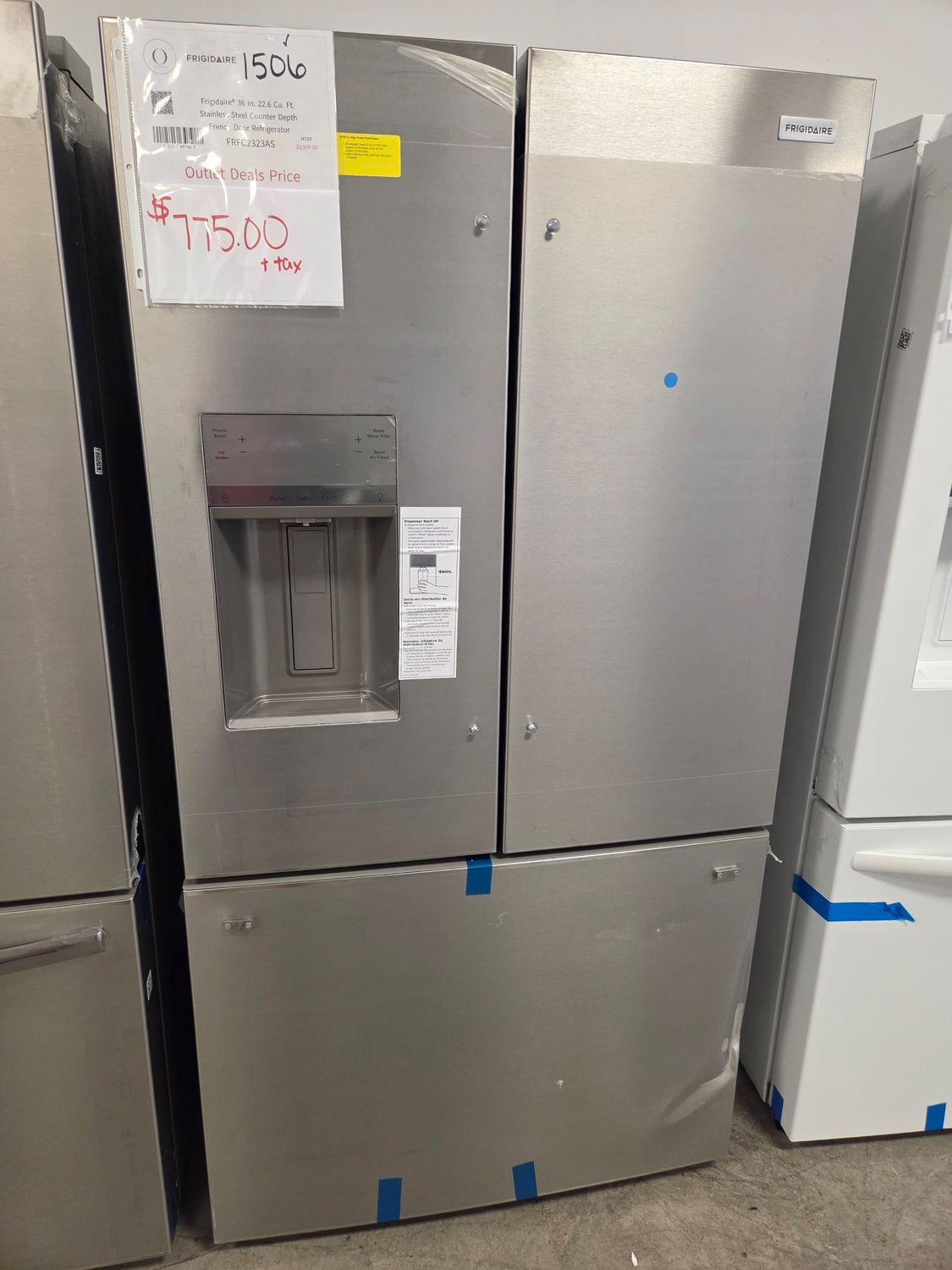 1506-6657 FRFC2323AS Frigidaire® 36 in. 22.6 Cu. Ft. Stainless Steel Counter Depth French Door Refrigerator