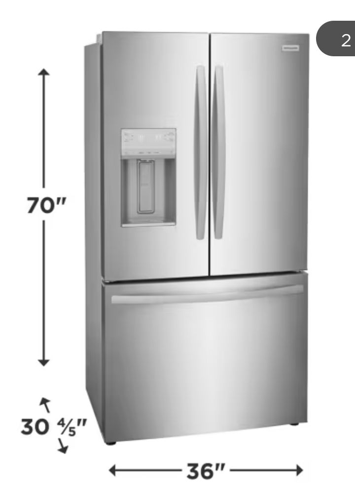 1506-6657 FRFC2323AS Frigidaire® 36 in. 22.6 Cu. Ft. Stainless Steel Counter Depth French Door Refrigerator