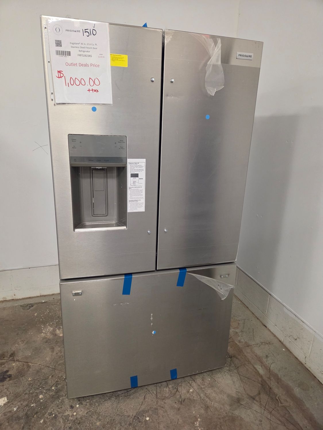 1510-2845 FRFS2823AS Frigidaire® 36 in. 27.8 Cu. Ft. Stainless Steel French Door Refrigerator