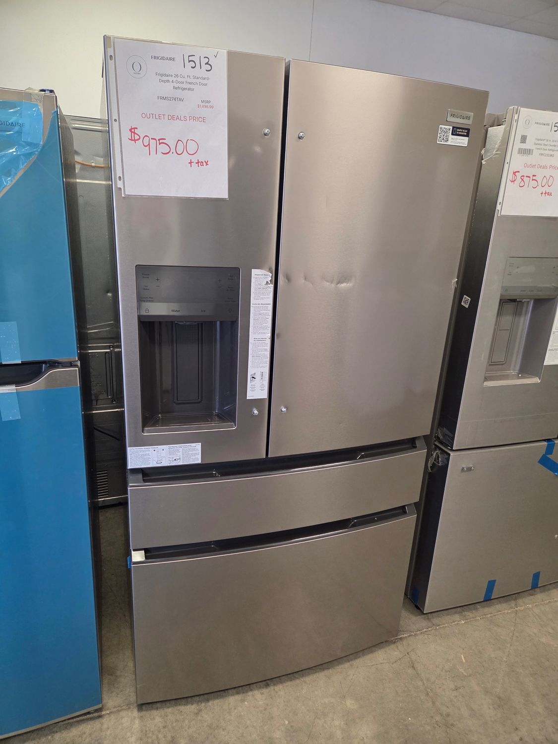 1513-5620 FRMS274TAV Frigidaire 26 Cu. Ft. Standard-Depth 4-Door French Door Refrigerator