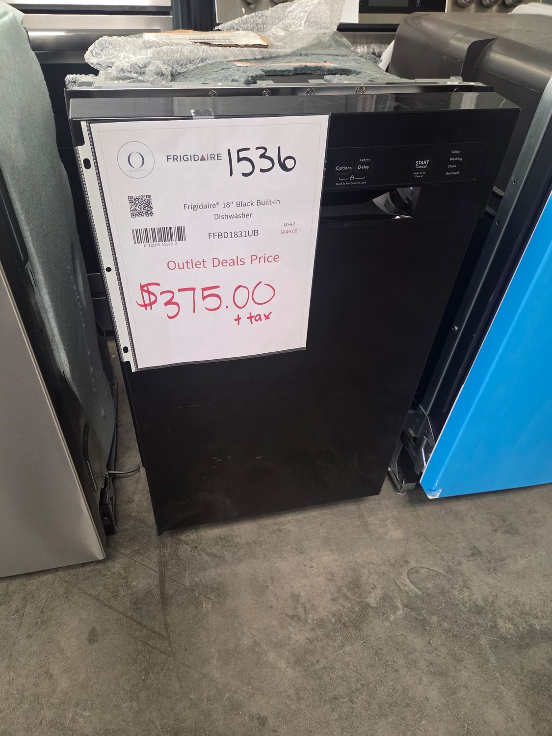 1536 KH52804924-FFBD1831UB Frigidaire® 18" Black Built-In Dishwasher