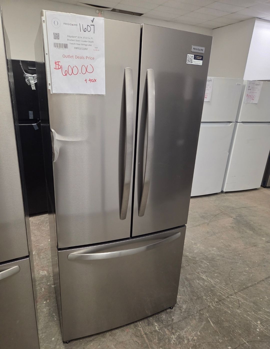 1607 FRFG1723AV Frigidaire® 32 in. 17.6 Cu. Ft. Brushed Steel Counter-Depth French Door Refrigerator  1K54772067
