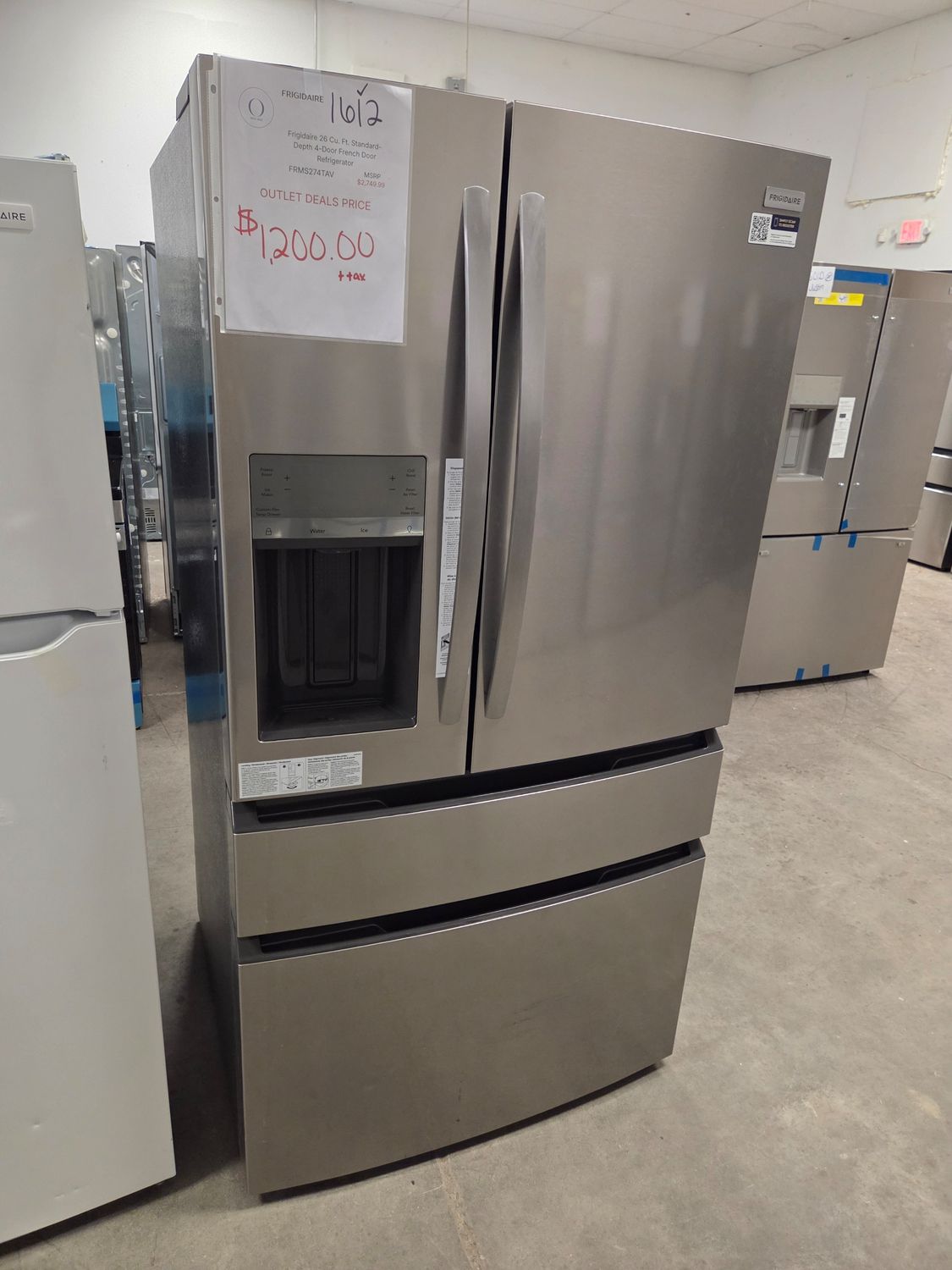 1612 FRMS274TAV Frigidaire 26 Cu. Ft. Standard-Depth 4-Door French Door Refrigerator 1K53778906