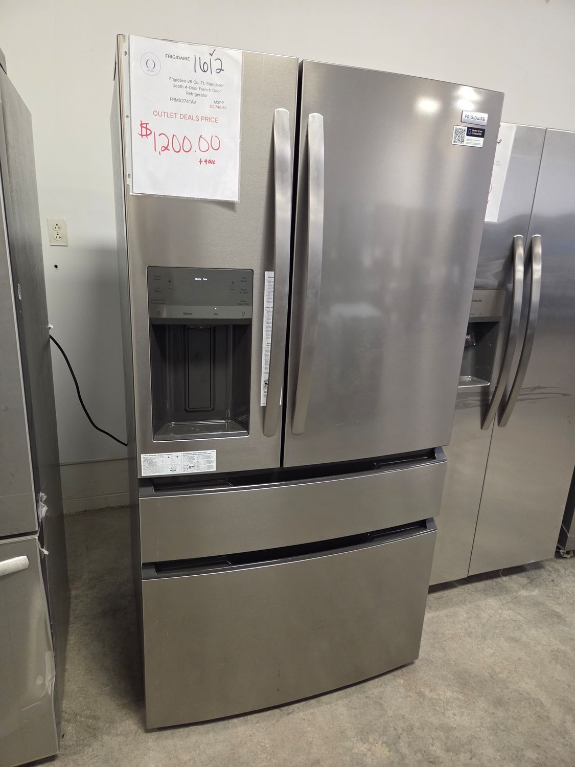 1612 FRMS274TAV Frigidaire 26 Cu. Ft. Standard-Depth 4-Door French Door Refrigerator 1K53778906