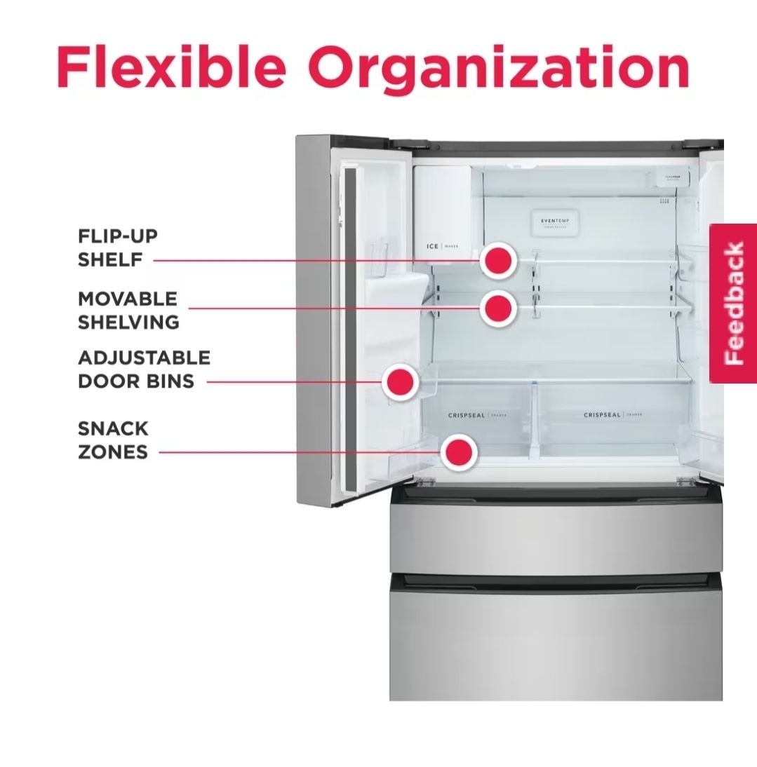 1612 FRMS274TAV Frigidaire 26 Cu. Ft. Standard-Depth 4-Door French Door Refrigerator 1K53778906