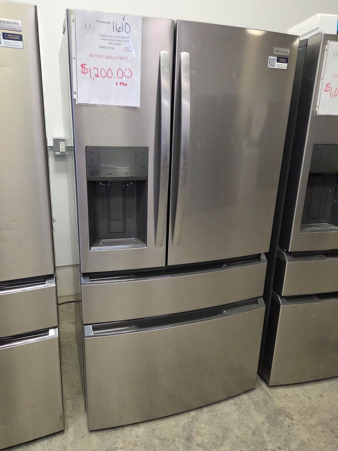 1610 FRMS274TAV Frigidaire 26 Cu. Ft. Standard-Depth 4-Door French Door Refrigerator 1K52677009
