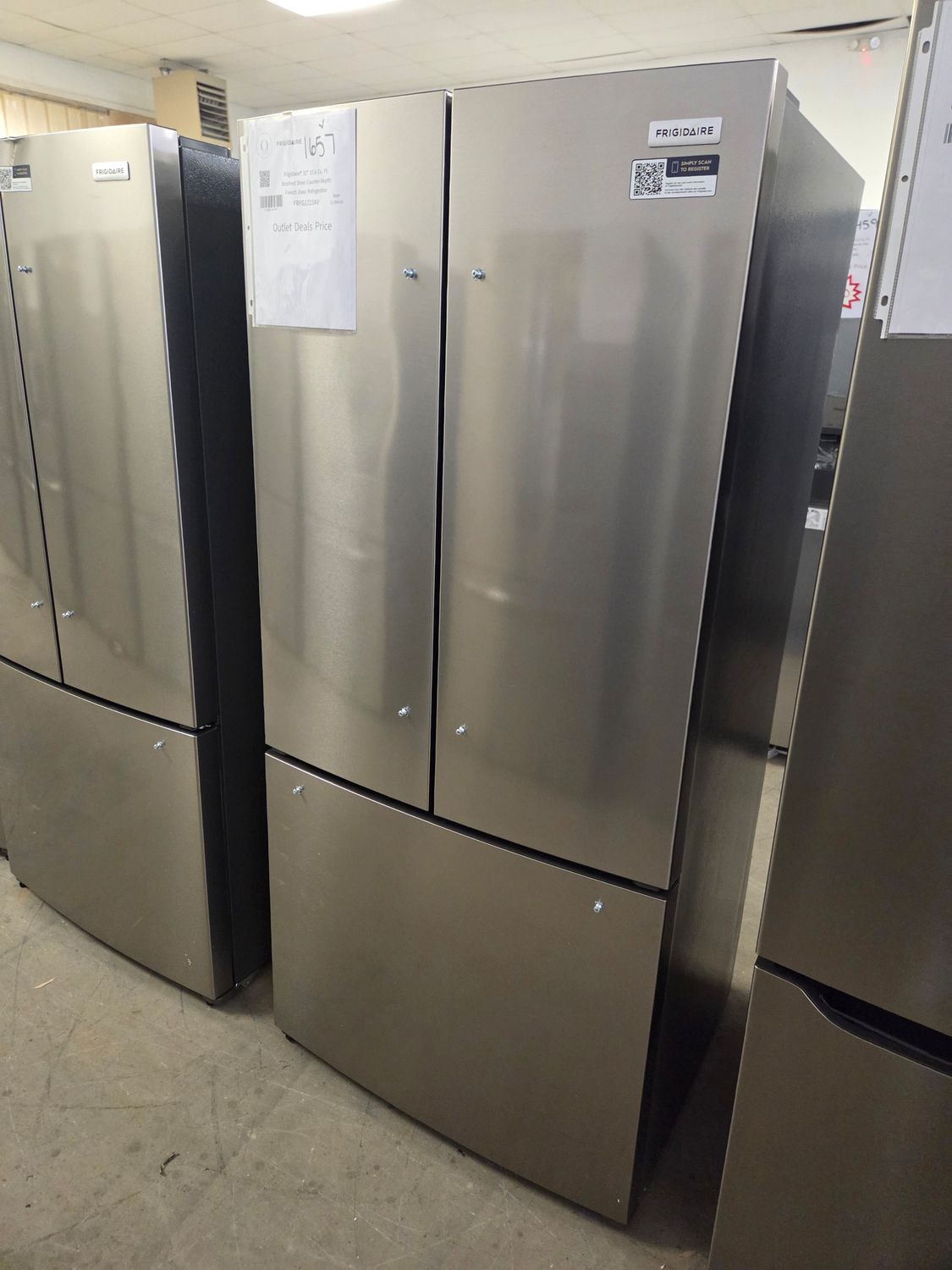 1657 Frigidaire® 32" 17.6 Cu. Ft. Brushed Steel Counter-Depth French Door Refrigerator FRFG1723AV-1K54970965
