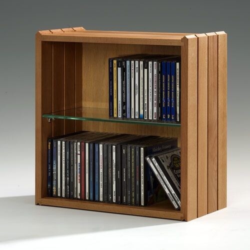 Halbe Stapelbox für Taschenbücher/CD mit Glasfachboden