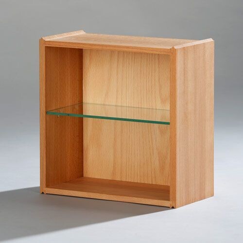 Halbe Stapelbox für Taschenbücher/CD mit massiven Seiten und Glasfachboden