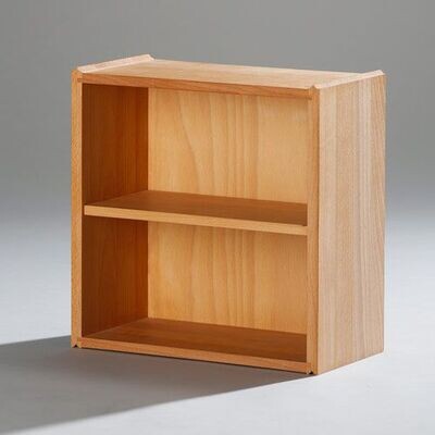 Halbe Stapelbox für Taschenbücher/CD mit massiven Seiten und Holzfachboden
