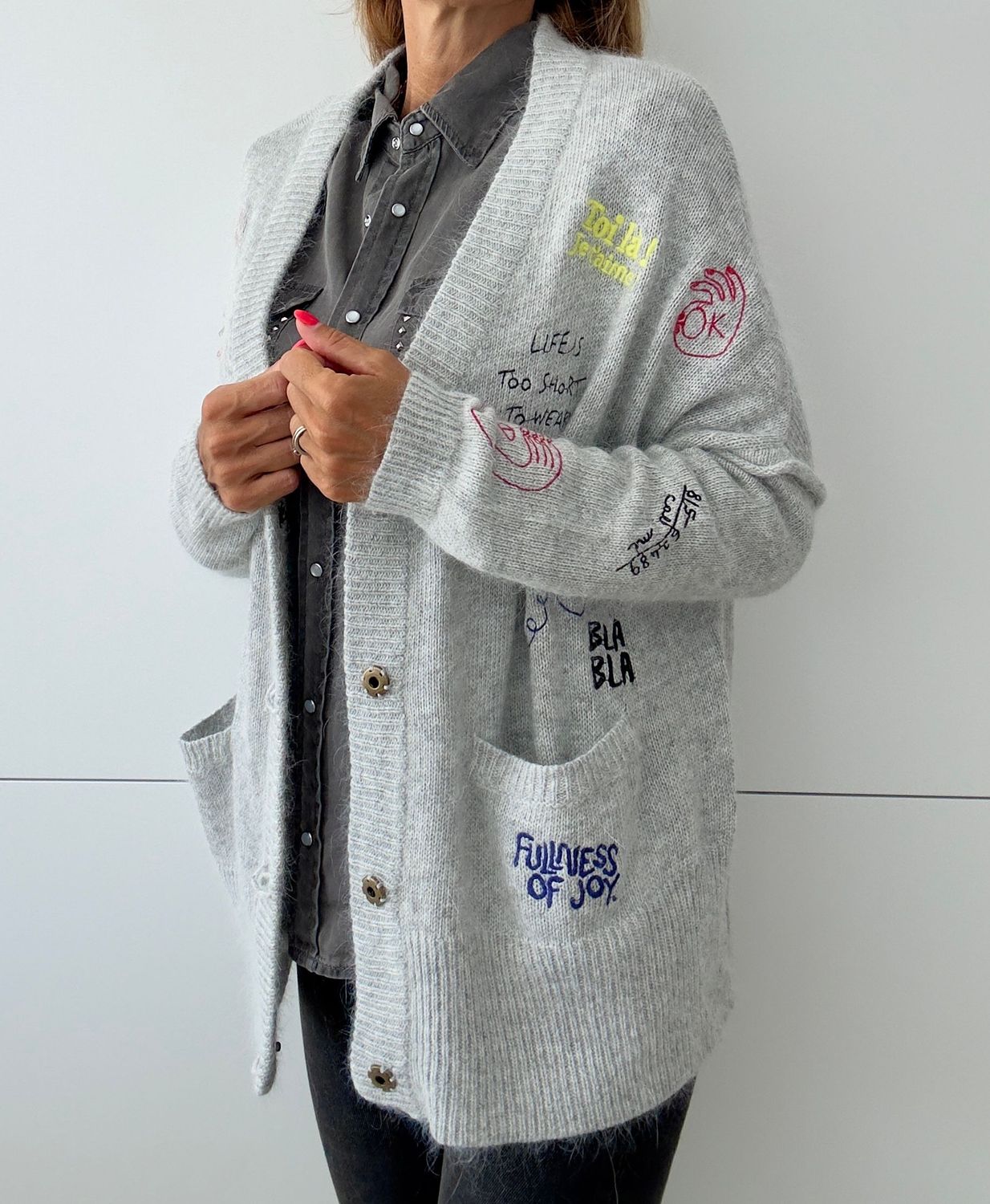 Gilet Je t'aime gris